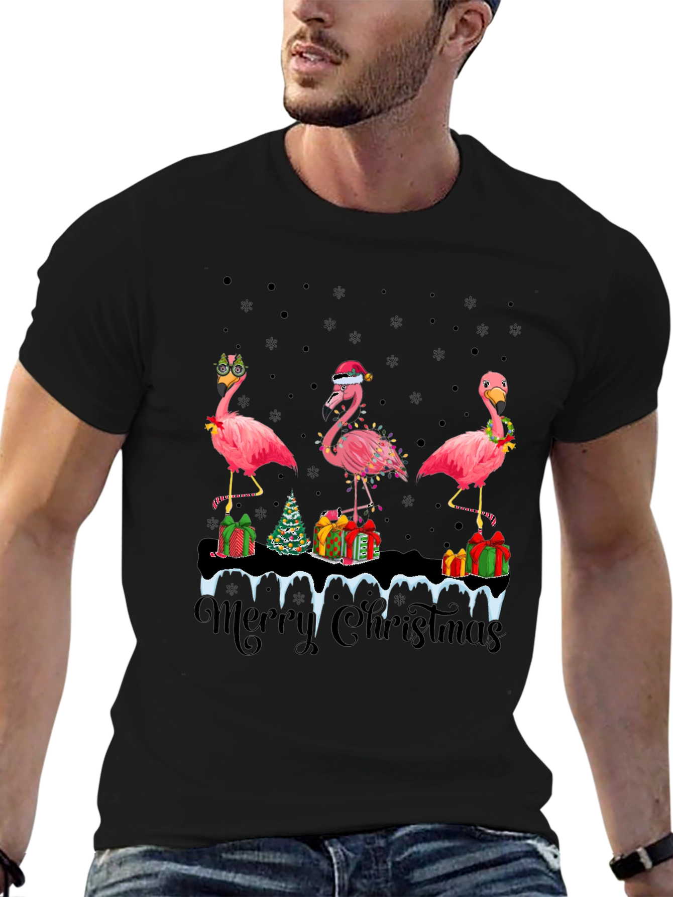 Festive Flamingo Christmas T-Shirt