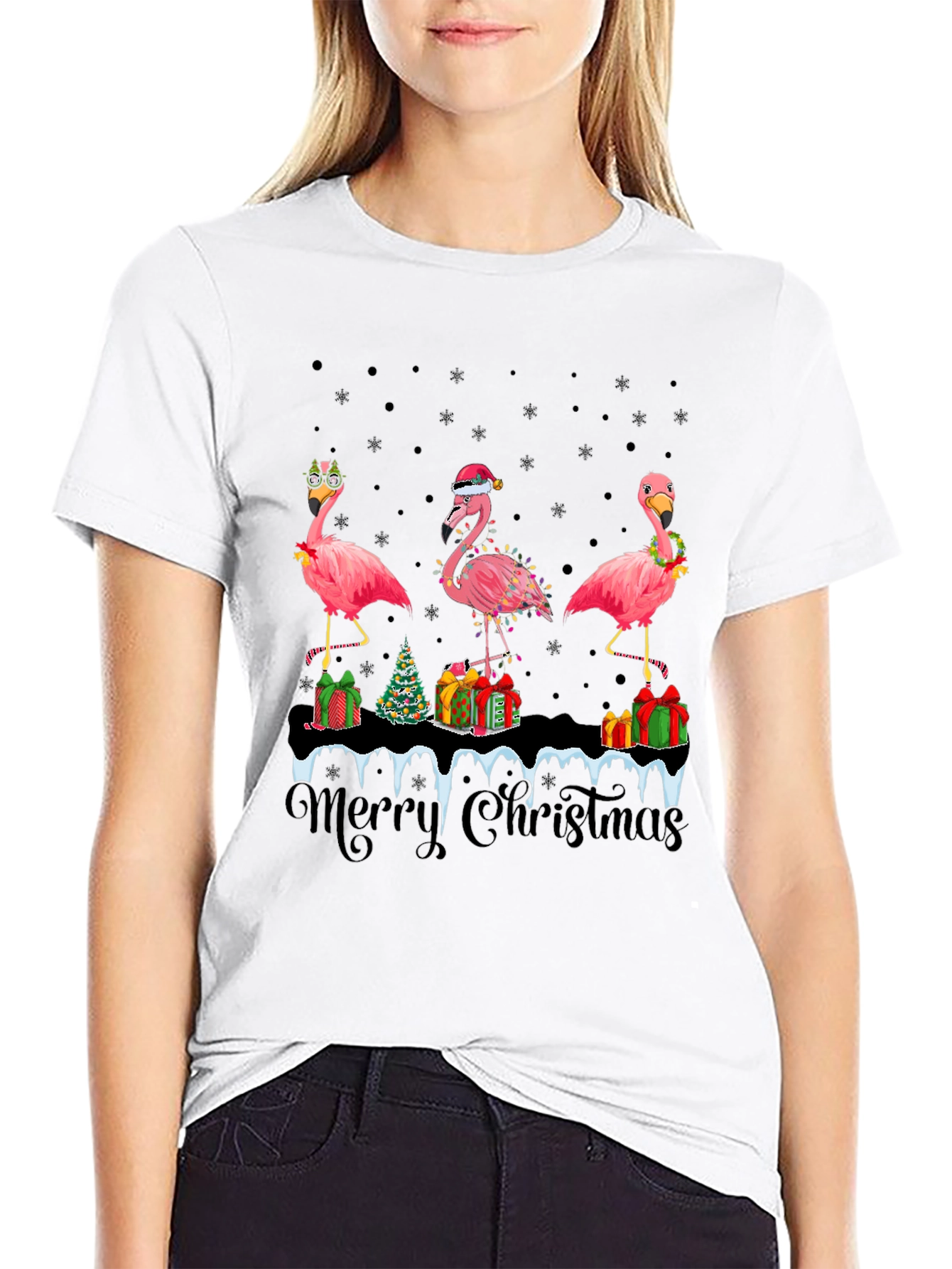 Festive Flamingo Christmas T-Shirt
