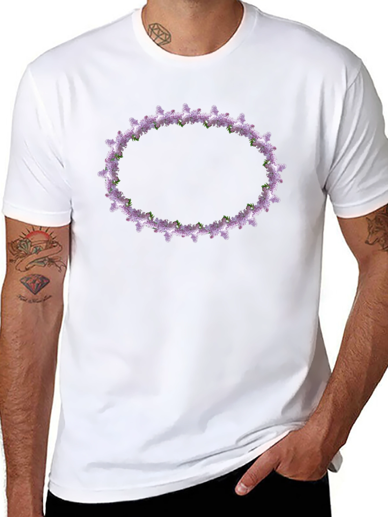 Floral Wreath Graphic Tee - Black