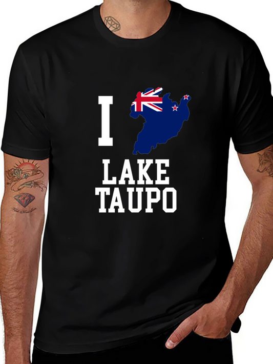 I Love Lake Taupo T-Shirt New Zealand Flag Tee