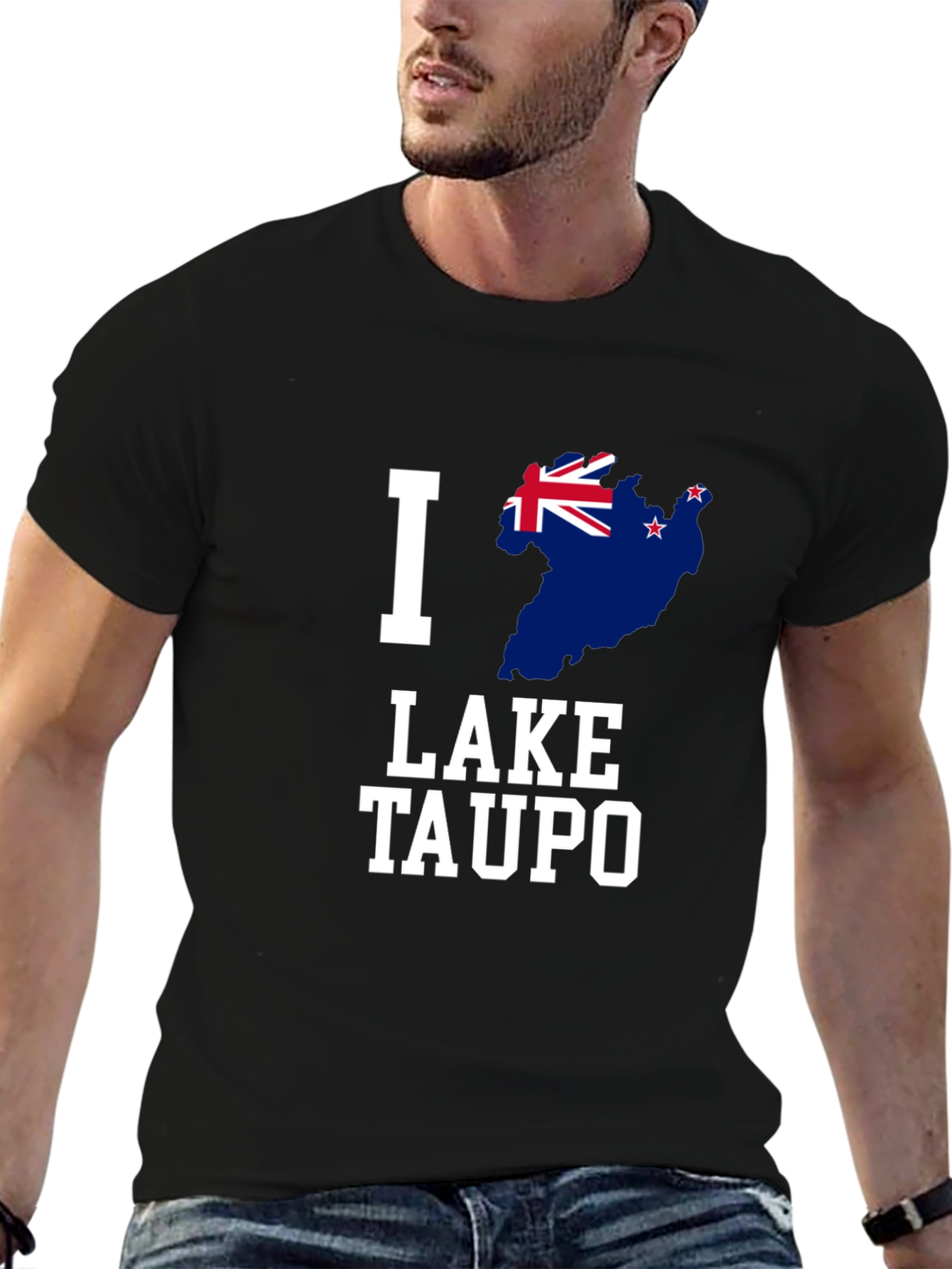 I Love Lake Taupo T-Shirt New Zealand Flag Tee