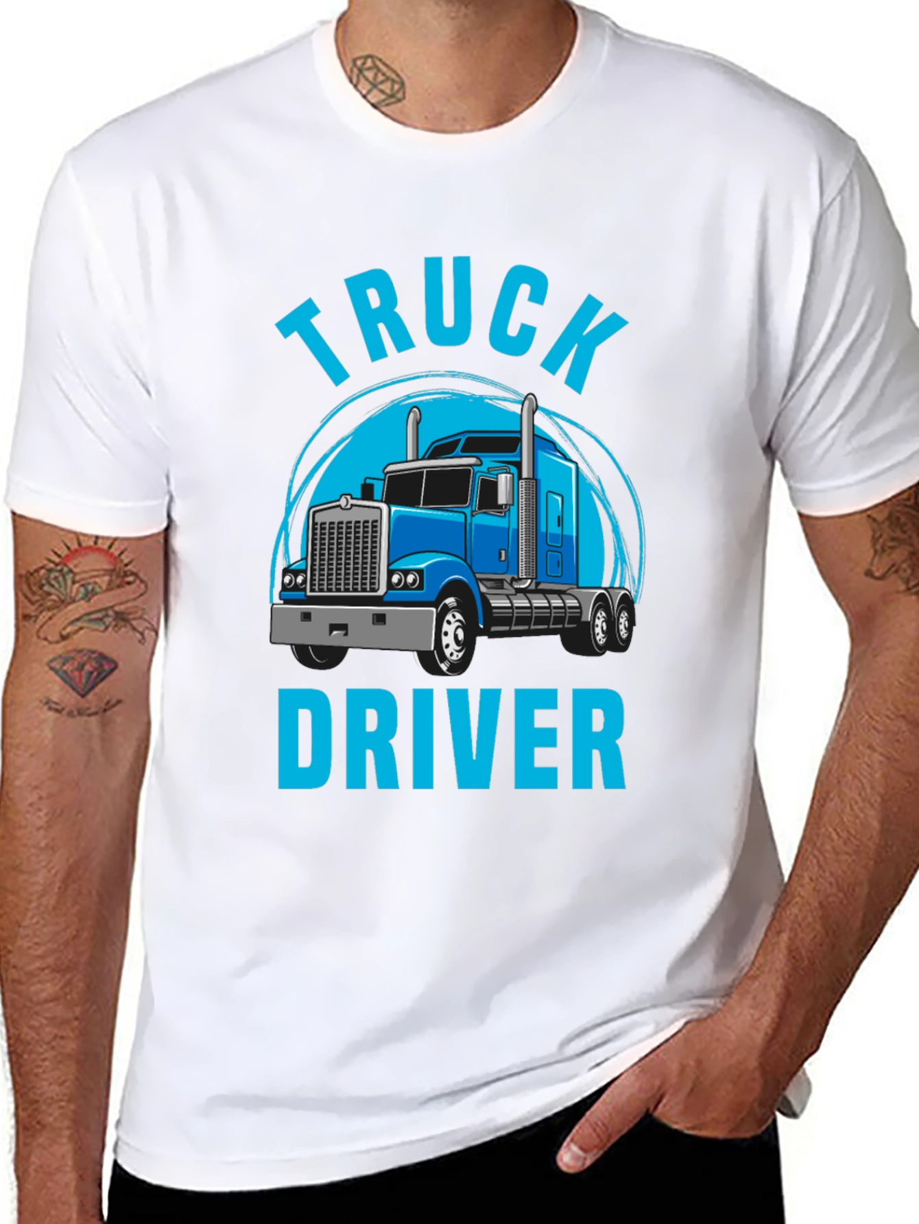 Truck Driver Graphic Tee - Black Cotton T-Shirt