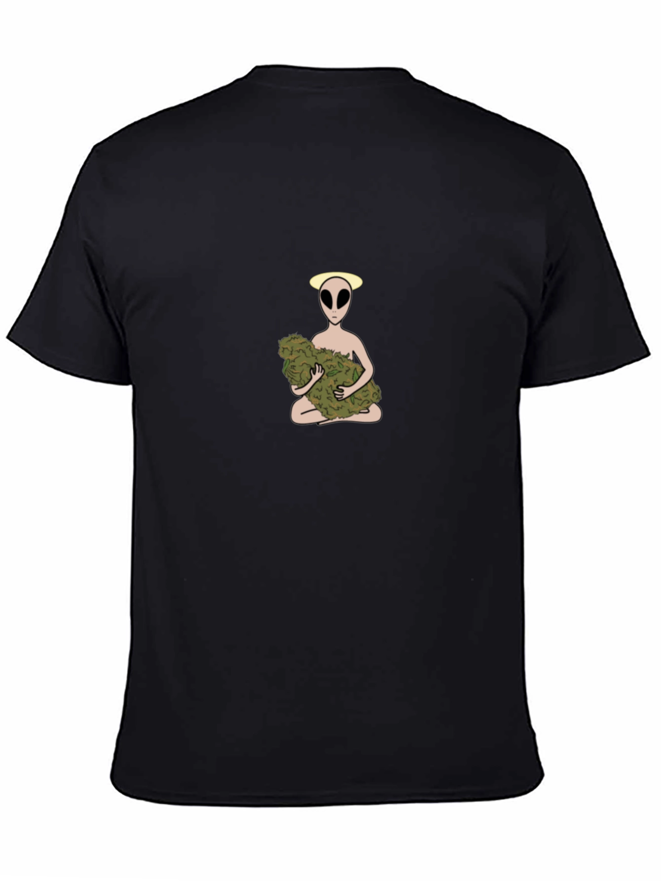 Alien Holding Weed Bud Graphic T-Shirt