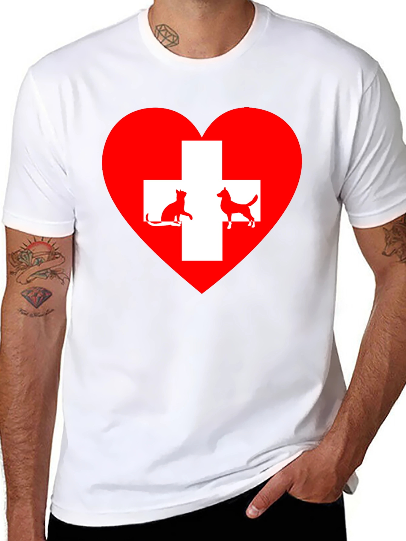 Heart Cat & Dog Lover T-Shirt