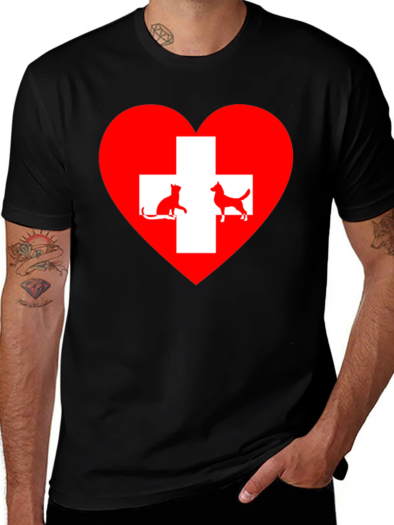 Heart Cat & Dog Lover T-Shirt