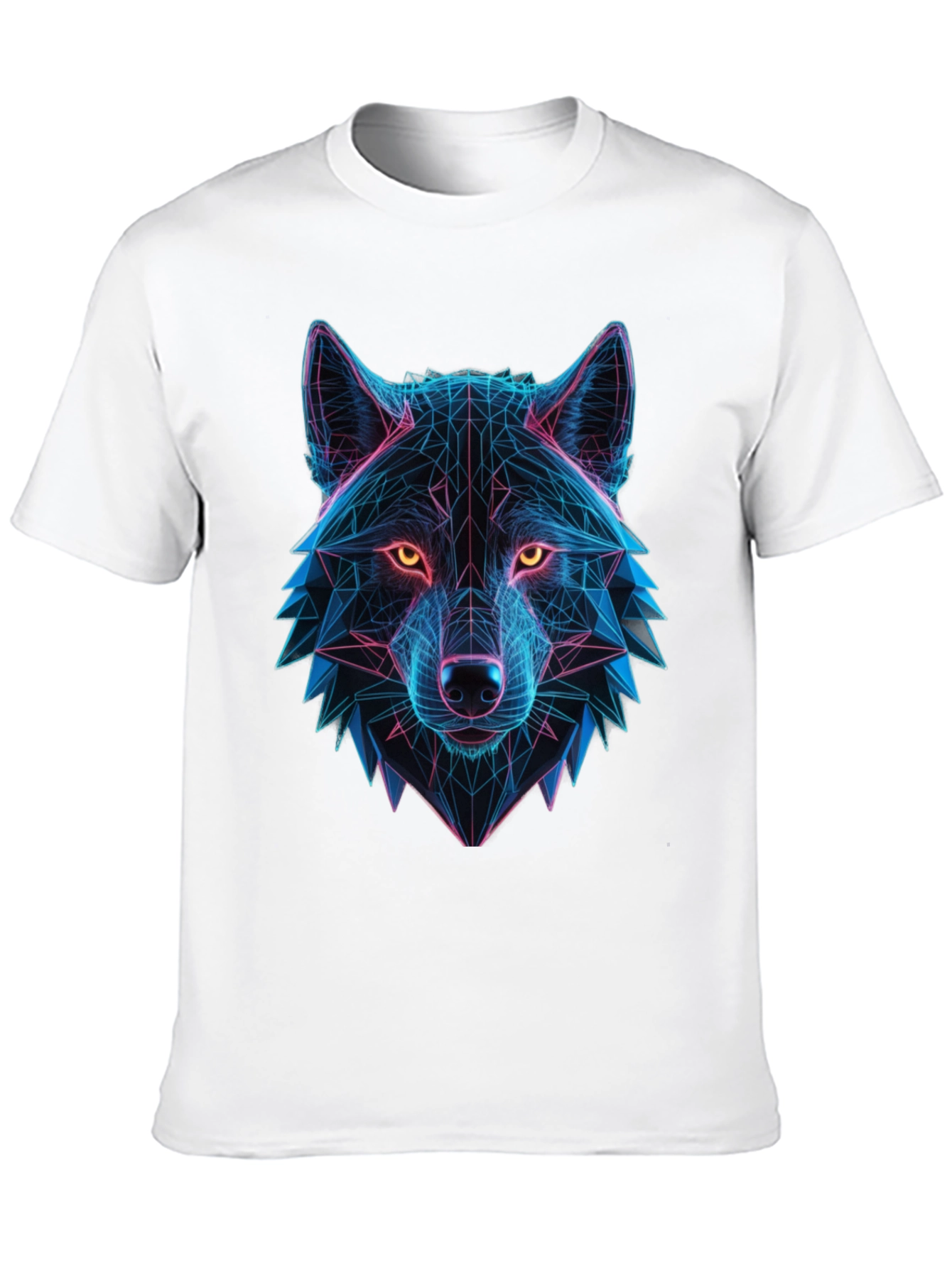 Geometric Wolf Head Graphic Black T-Shirt