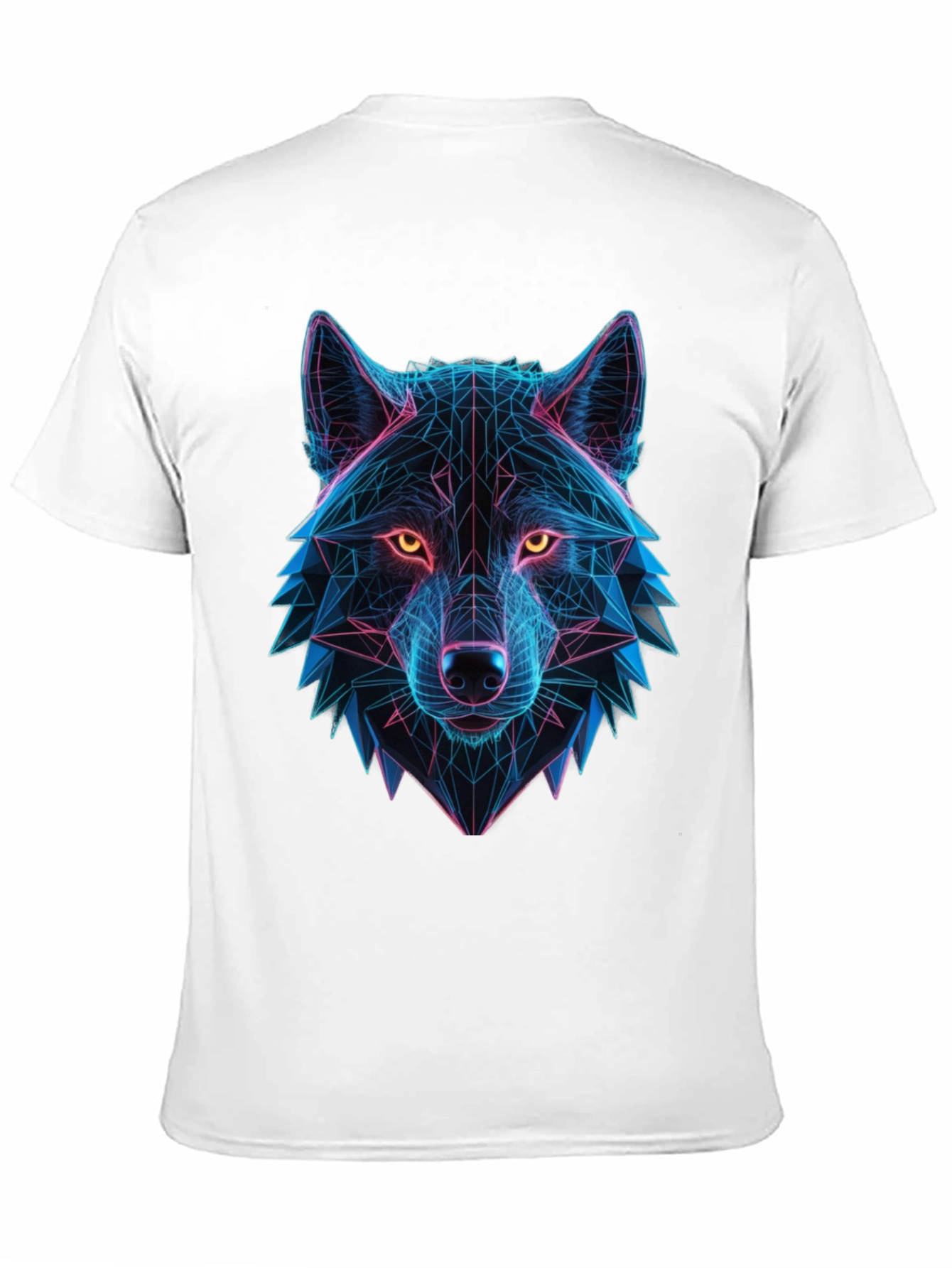 Geometric Wolf Head Graphic Black T-Shirt