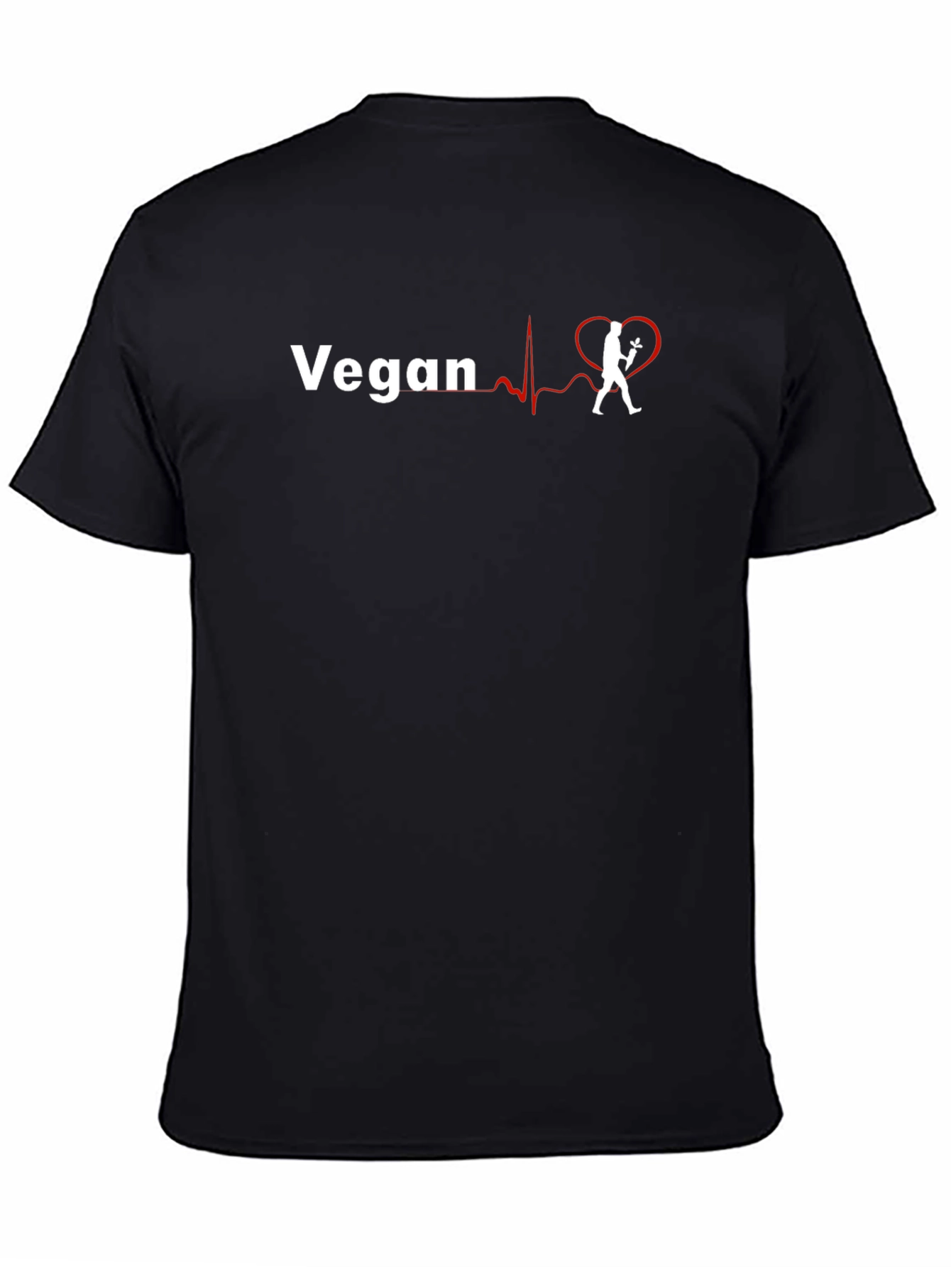 Vegan Heartbeat Graphic Tee - Unisex Black T-Shirt