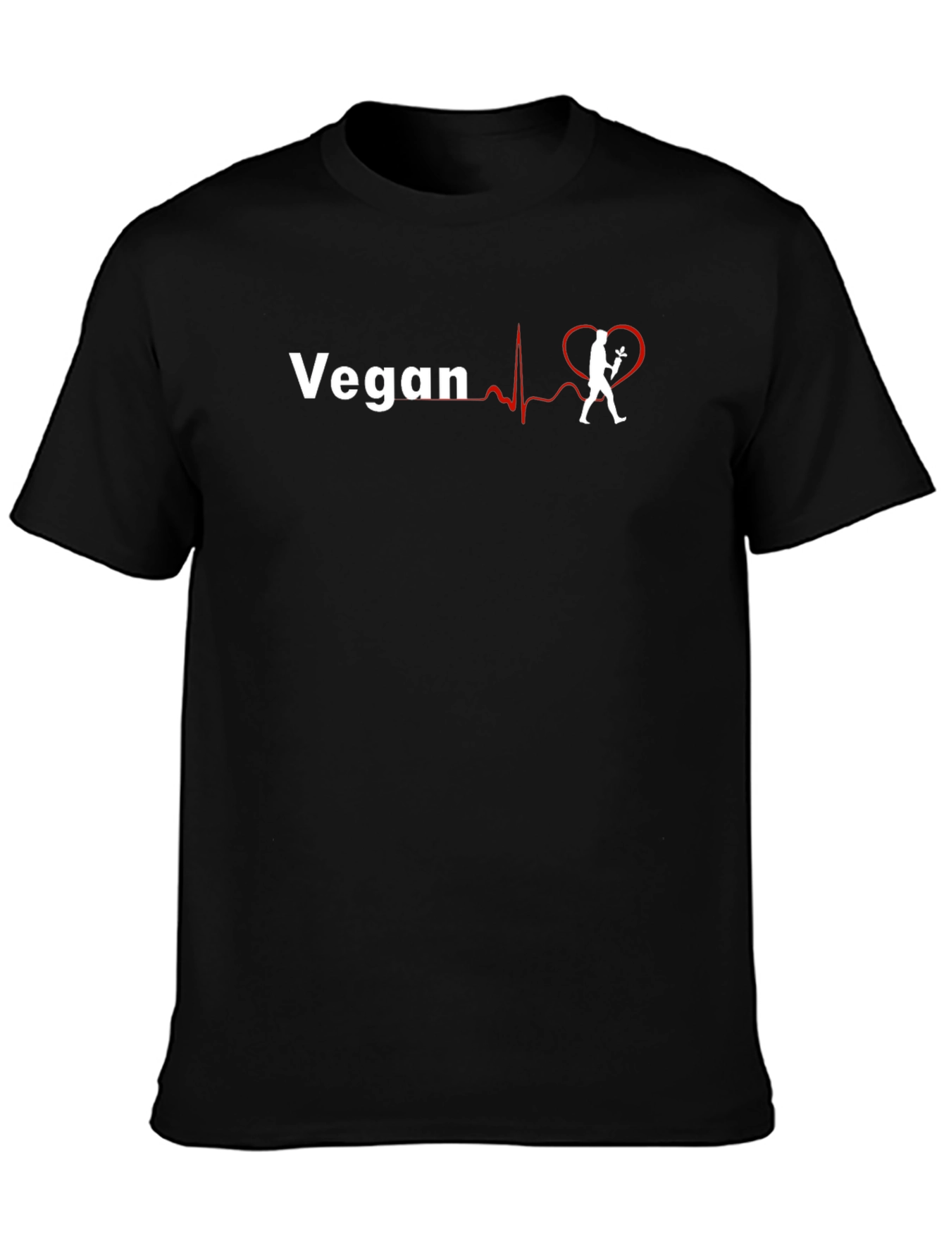 Vegan Heartbeat Graphic Tee - Unisex Black T-Shirt