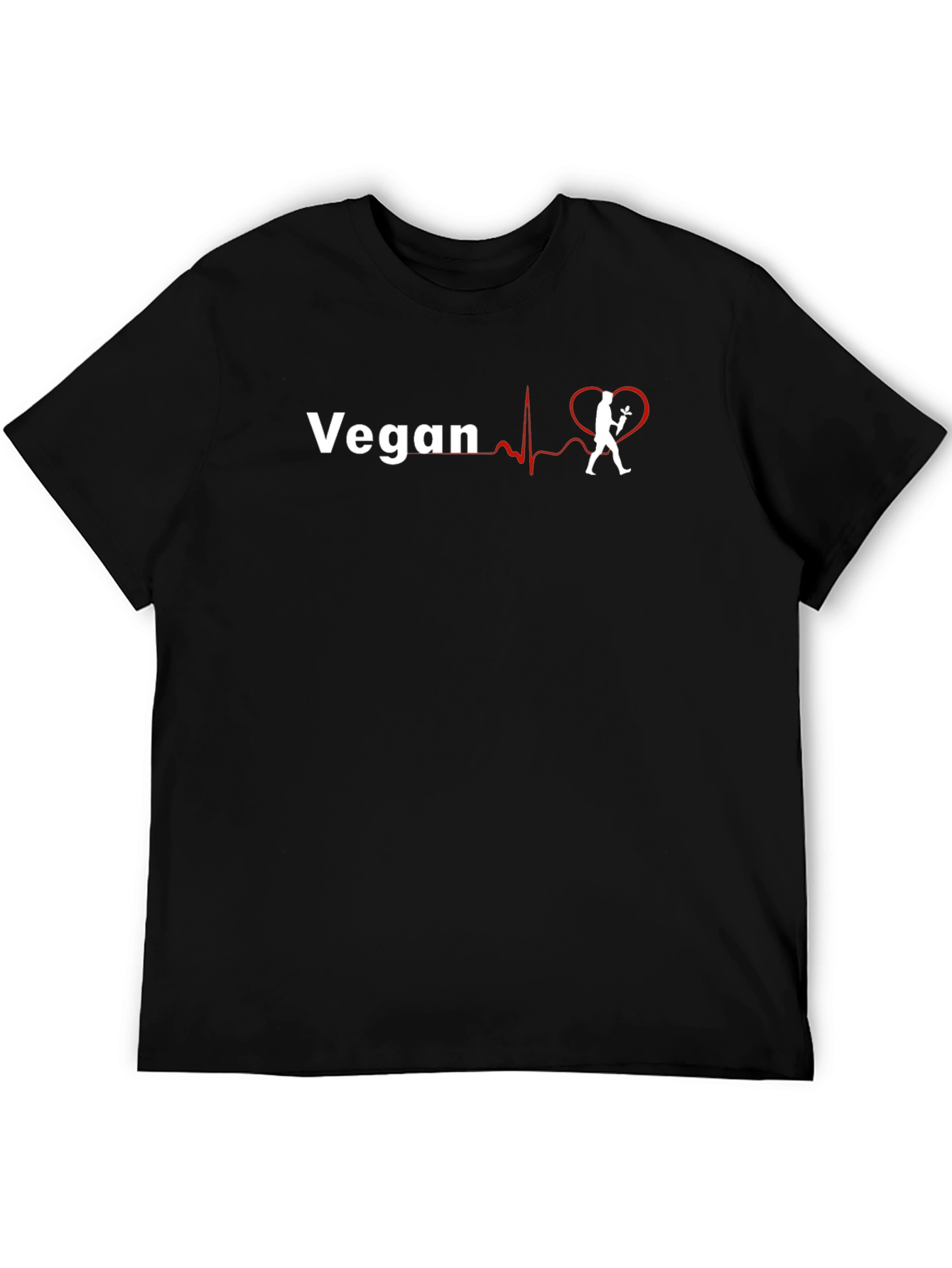 Vegan Heartbeat Graphic Tee - Unisex Black T-Shirt