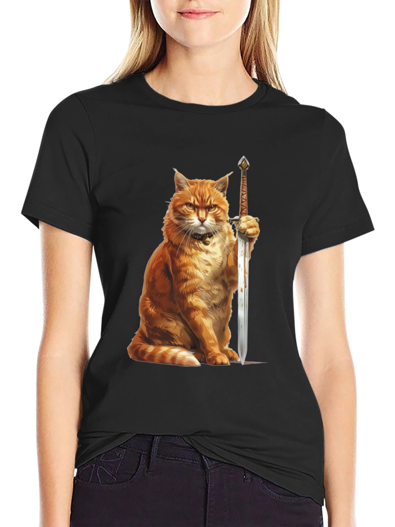 Cat Warrior T-Shirt - Funny Feline Knight Tee