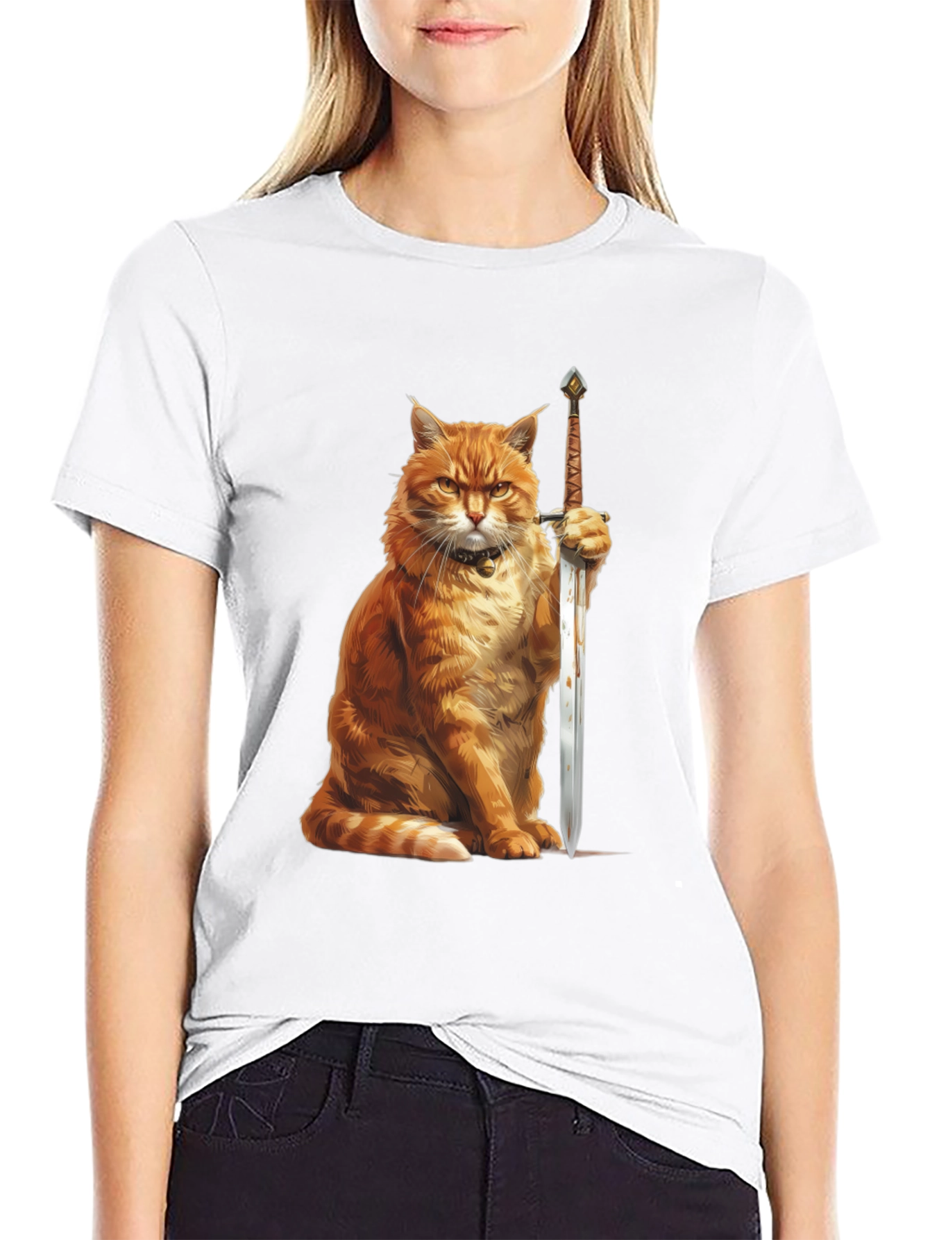 Cat Warrior T-Shirt - Funny Feline Knight Tee