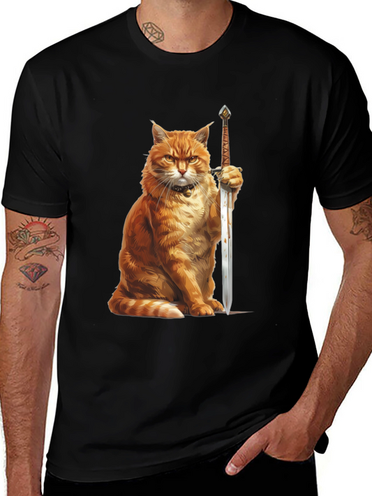 Cat Warrior T-Shirt - Funny Feline Knight Tee