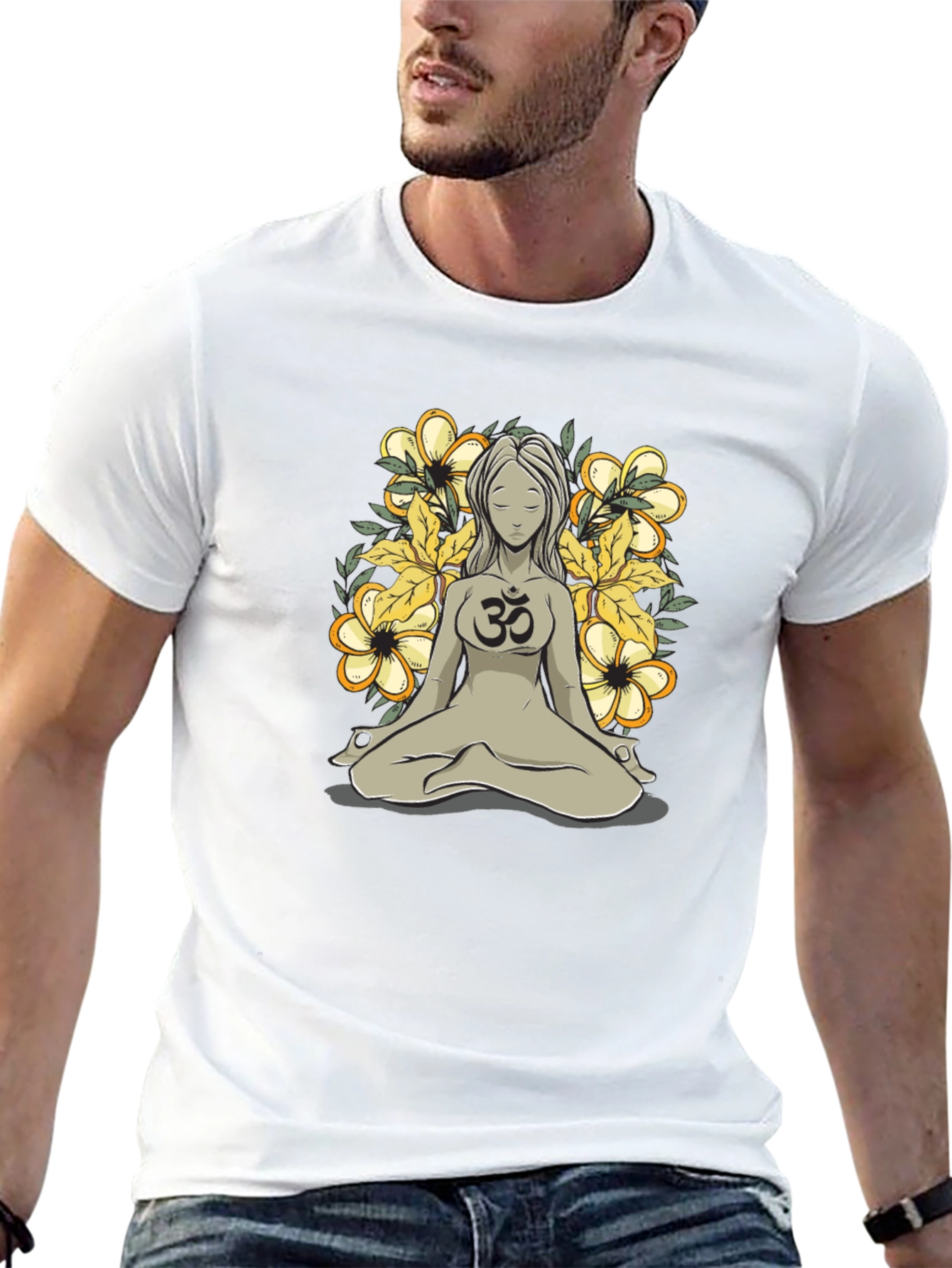Om Symbol Meditating Woman Graphic Tee