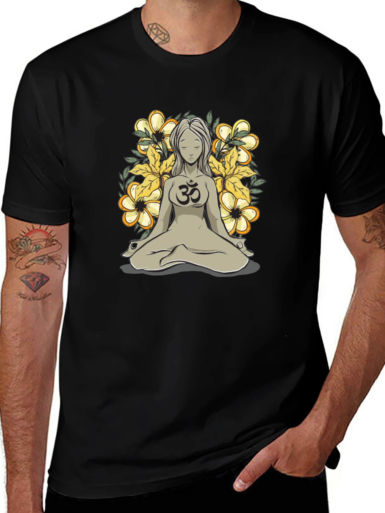 Om Symbol Meditating Woman Graphic Tee