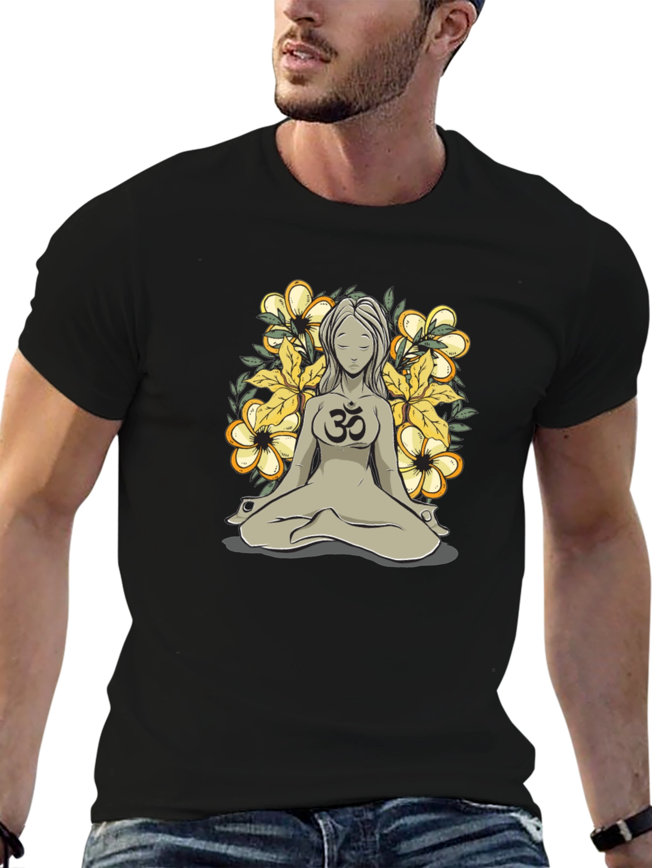 Om Symbol Meditating Woman Graphic Tee