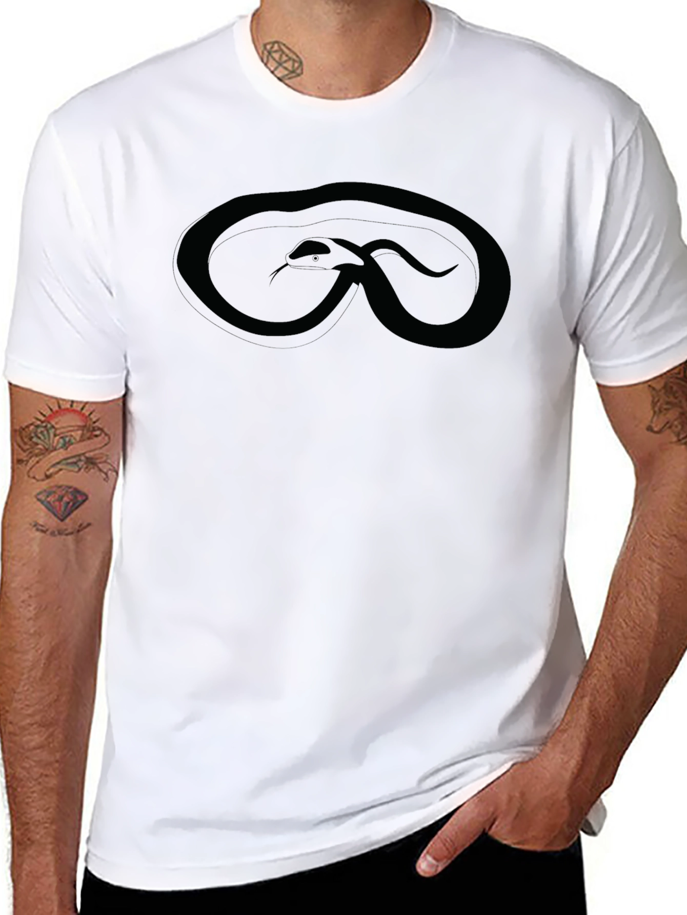 Black Snake Design Graphic Tee - Stylish Mens T-Shirt