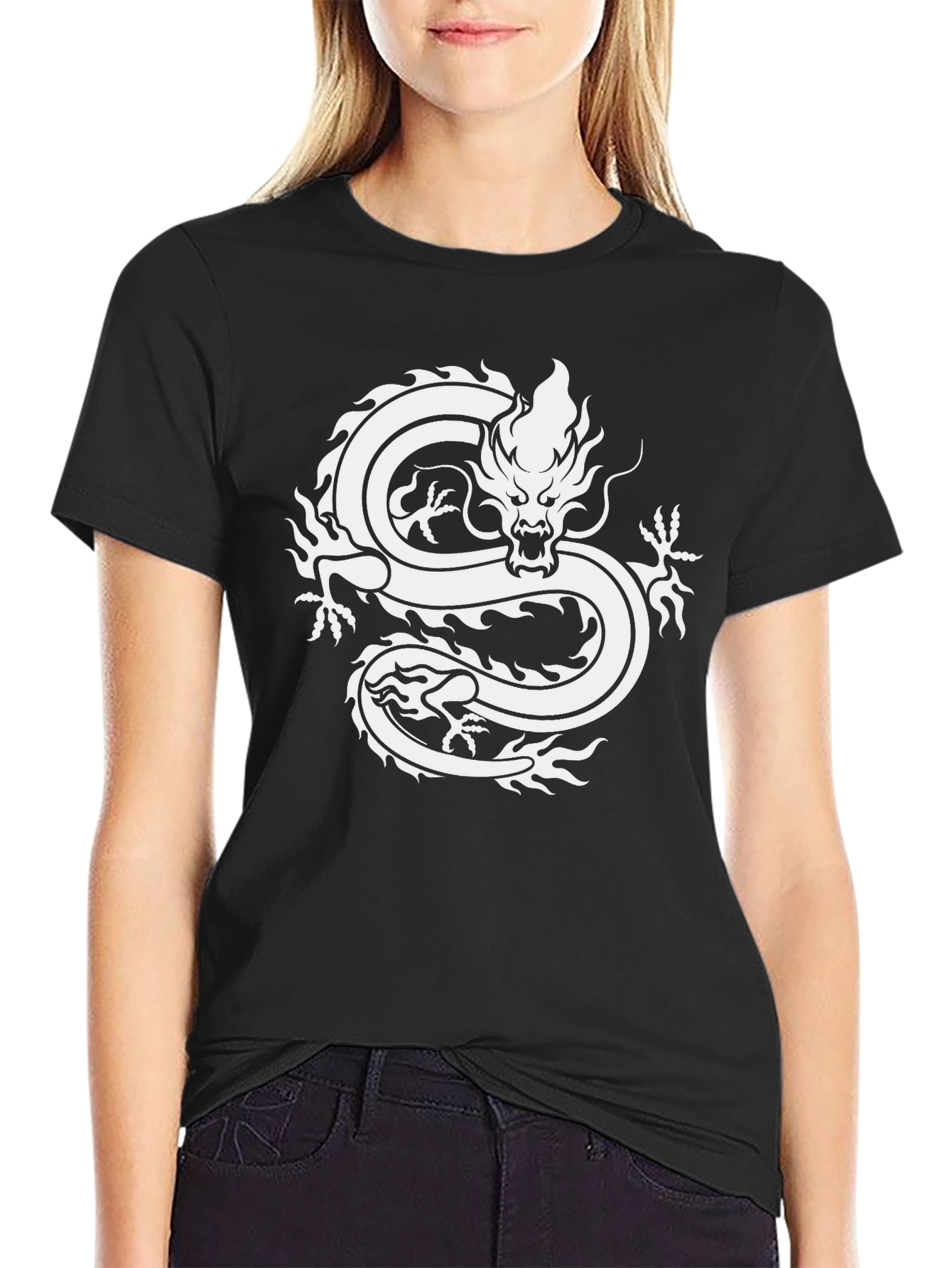 Dragon Graphic Tee - Stylish Black Cotton T-Shirt