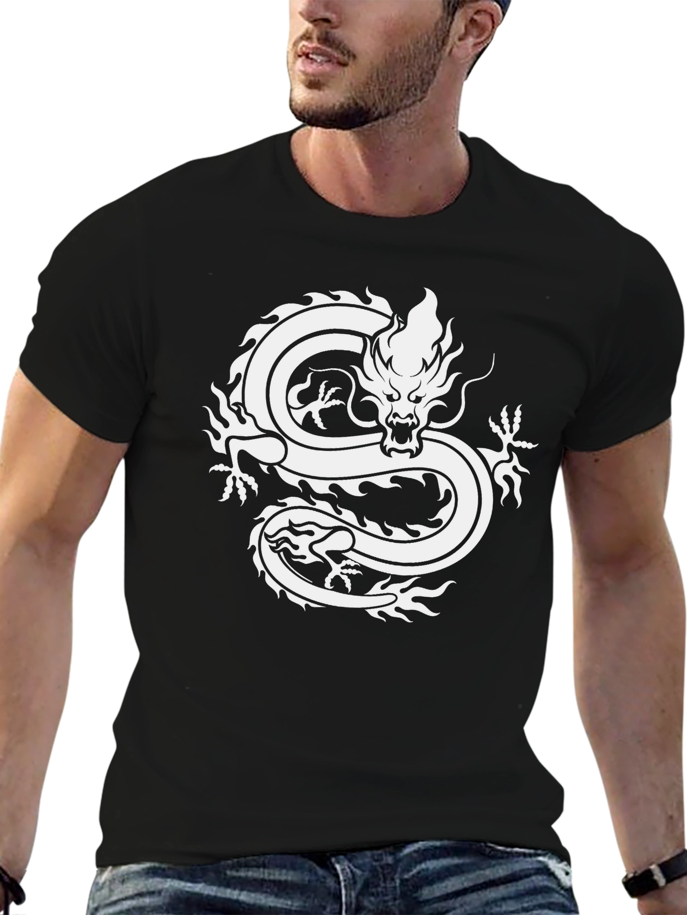Dragon Graphic Tee - Stylish Black Cotton T-Shirt
