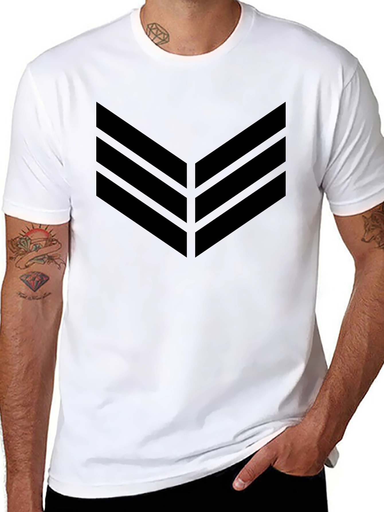 Black Chevron Graphic Tee - Modern Style
