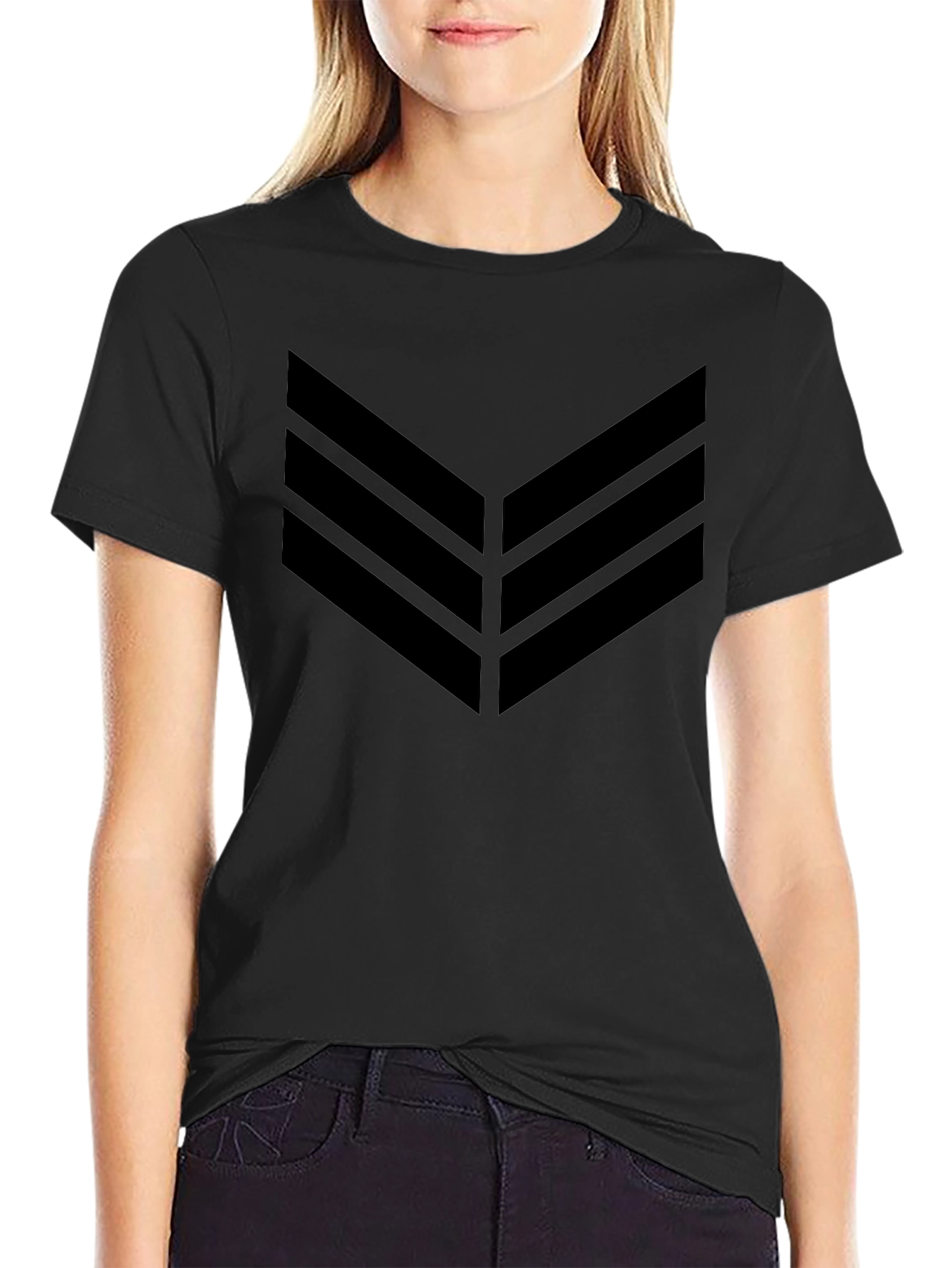 Black Chevron Graphic Tee - Modern Style