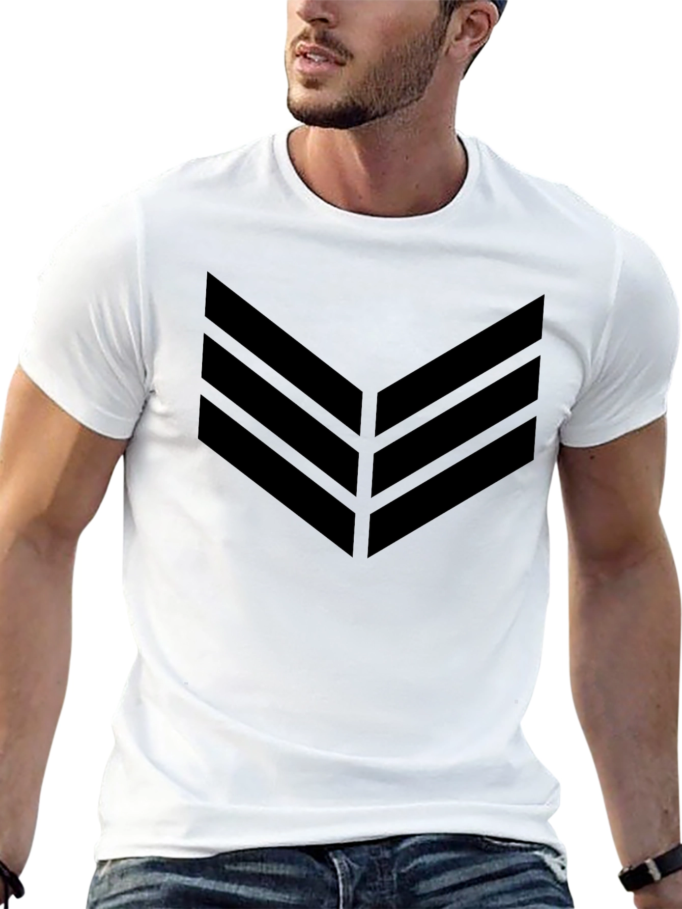 Black Chevron Graphic Tee - Modern Style