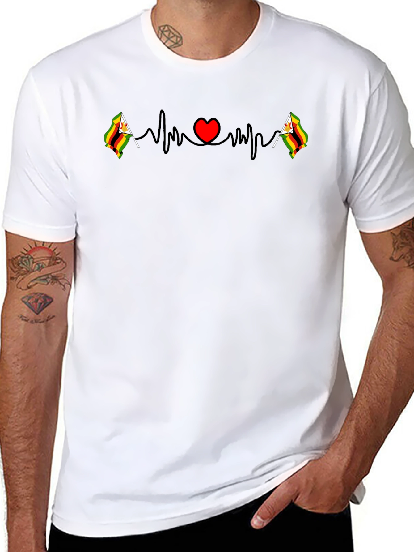 Zimbabwe Flag Heartbeat T-Shirt