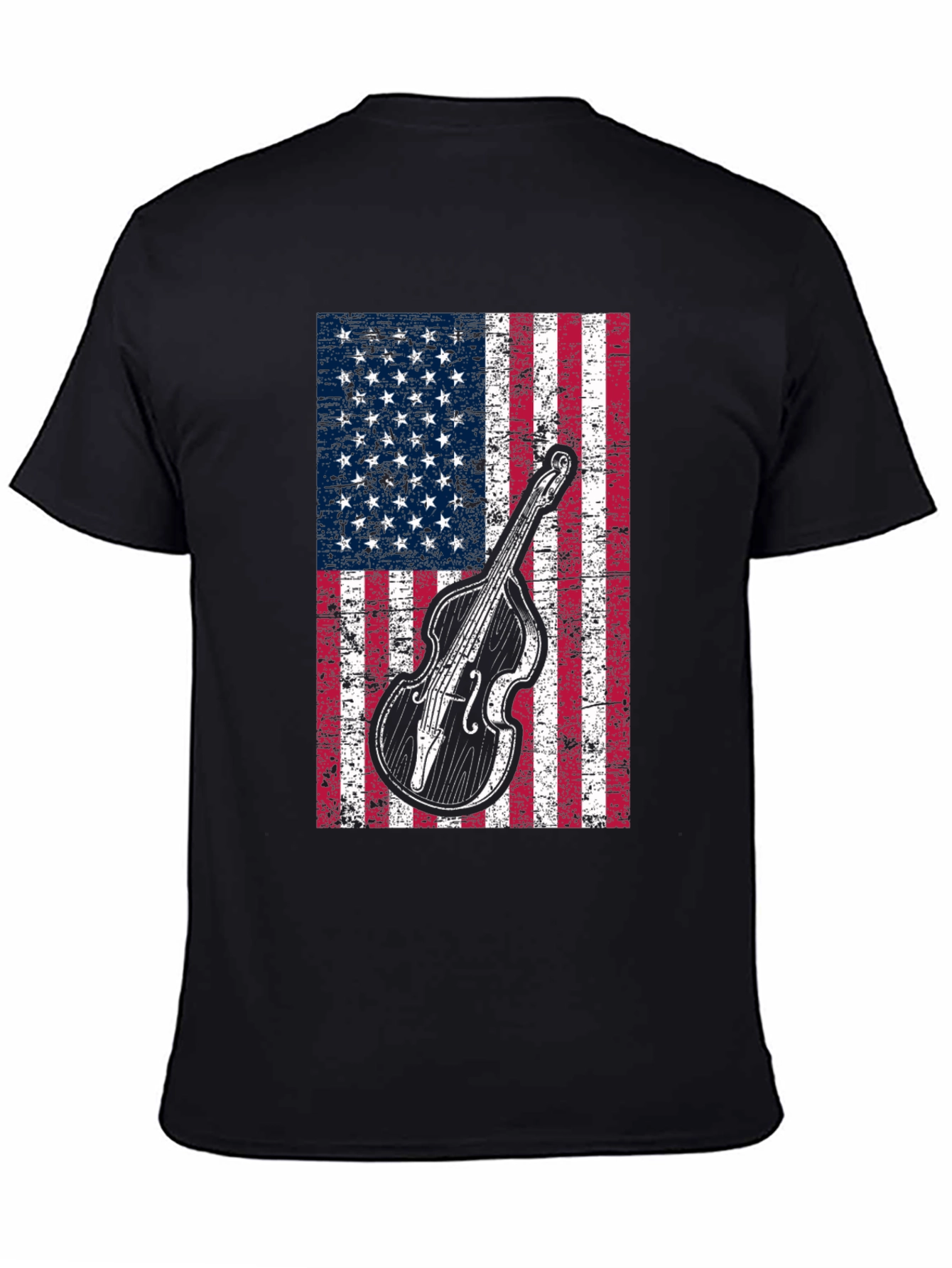 American Flag Bass Guitar Graphic T-Shirt