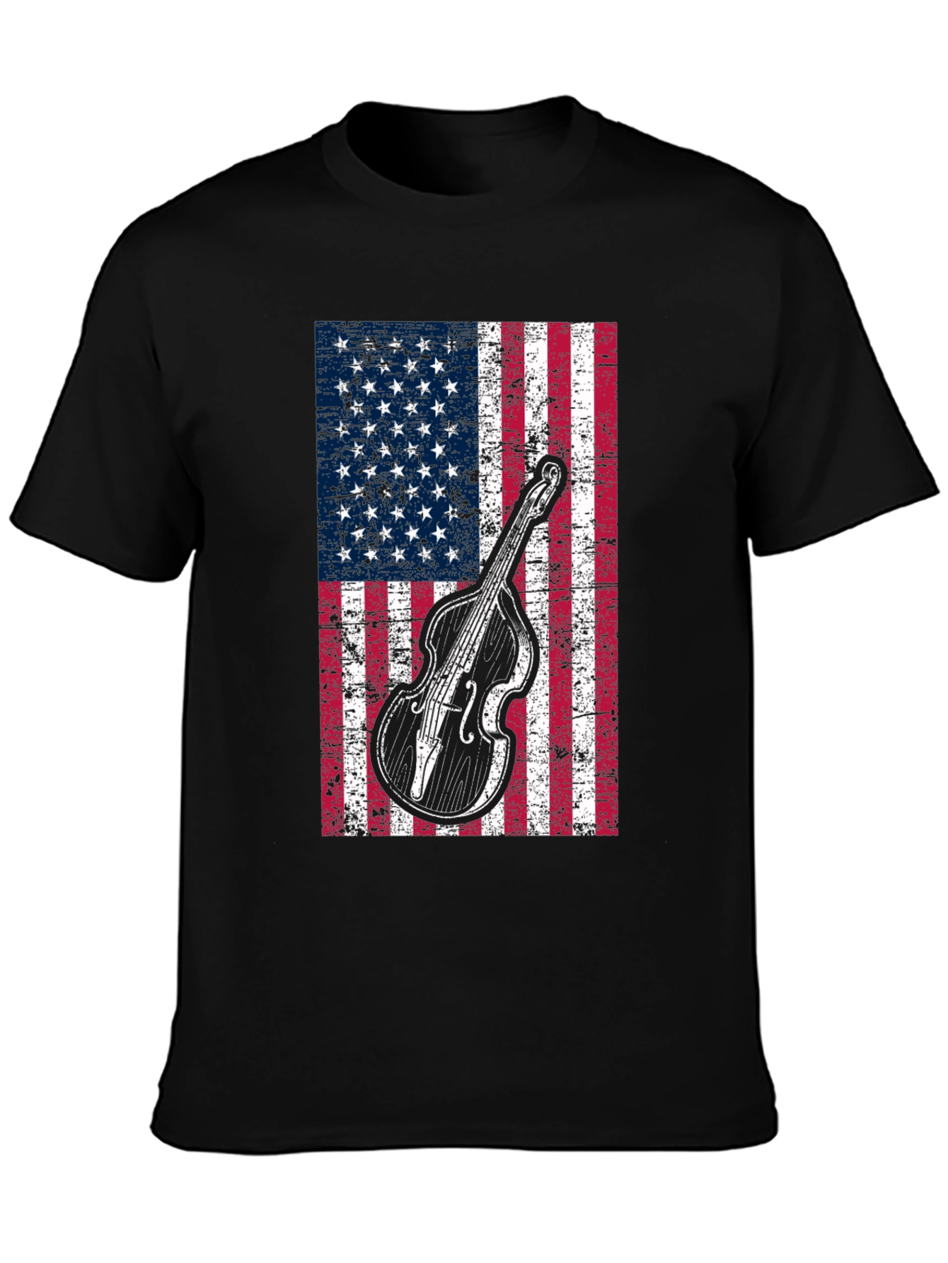 American Flag Bass Guitar Graphic T-Shirt