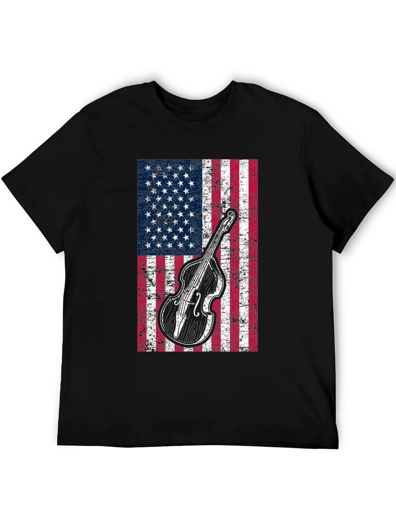 American Flag Bass Guitar Graphic T-Shirt