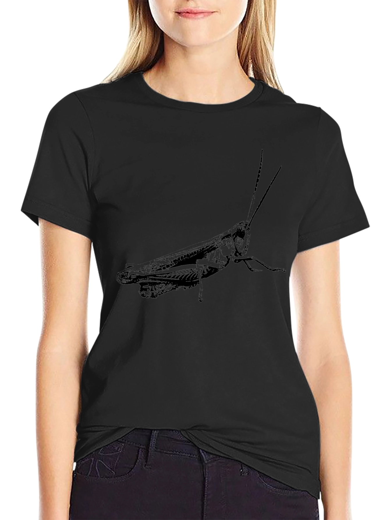 Grasshopper Graphic Print Black Tee