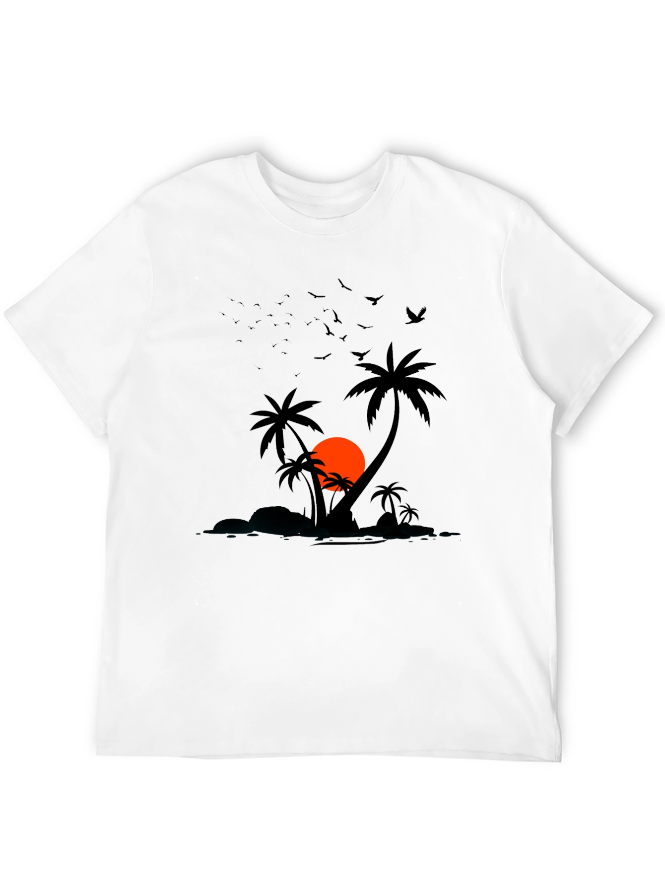 Sunset Palm Tree Graphic Tee - Mens Black T-Shirt
