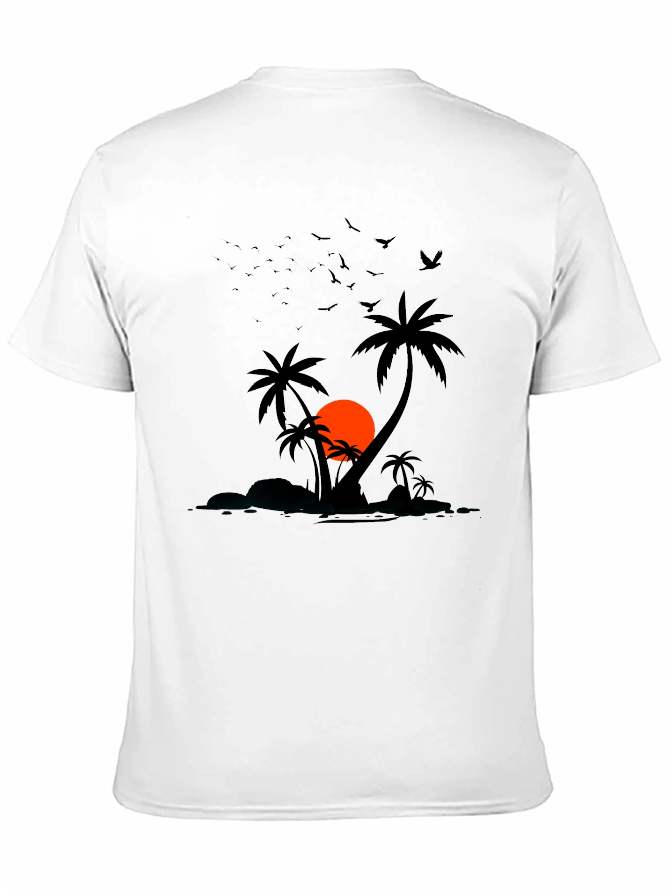 Sunset Palm Tree Graphic Tee - Mens Black T-Shirt