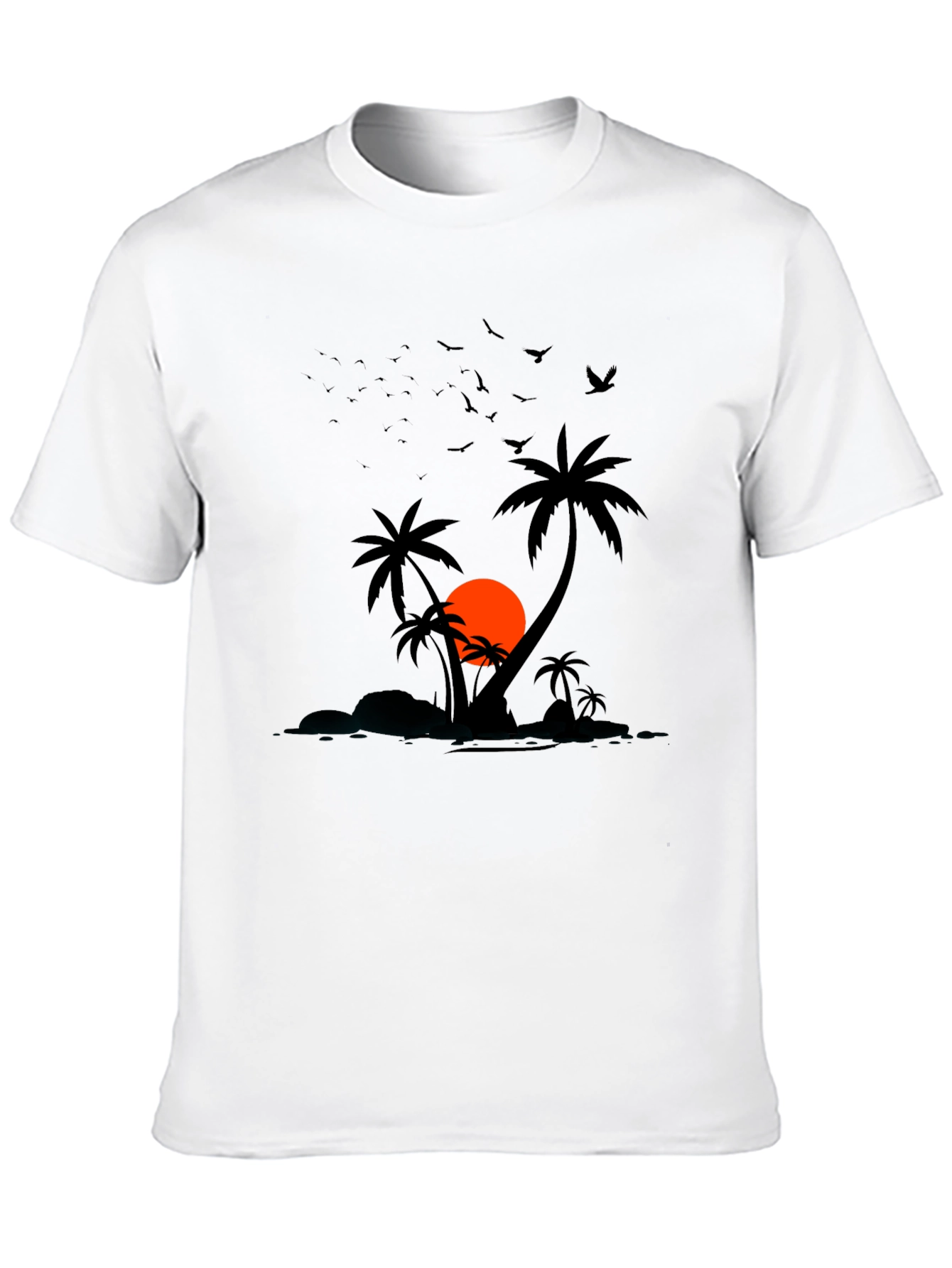 Sunset Palm Tree Graphic Tee - Mens Black T-Shirt