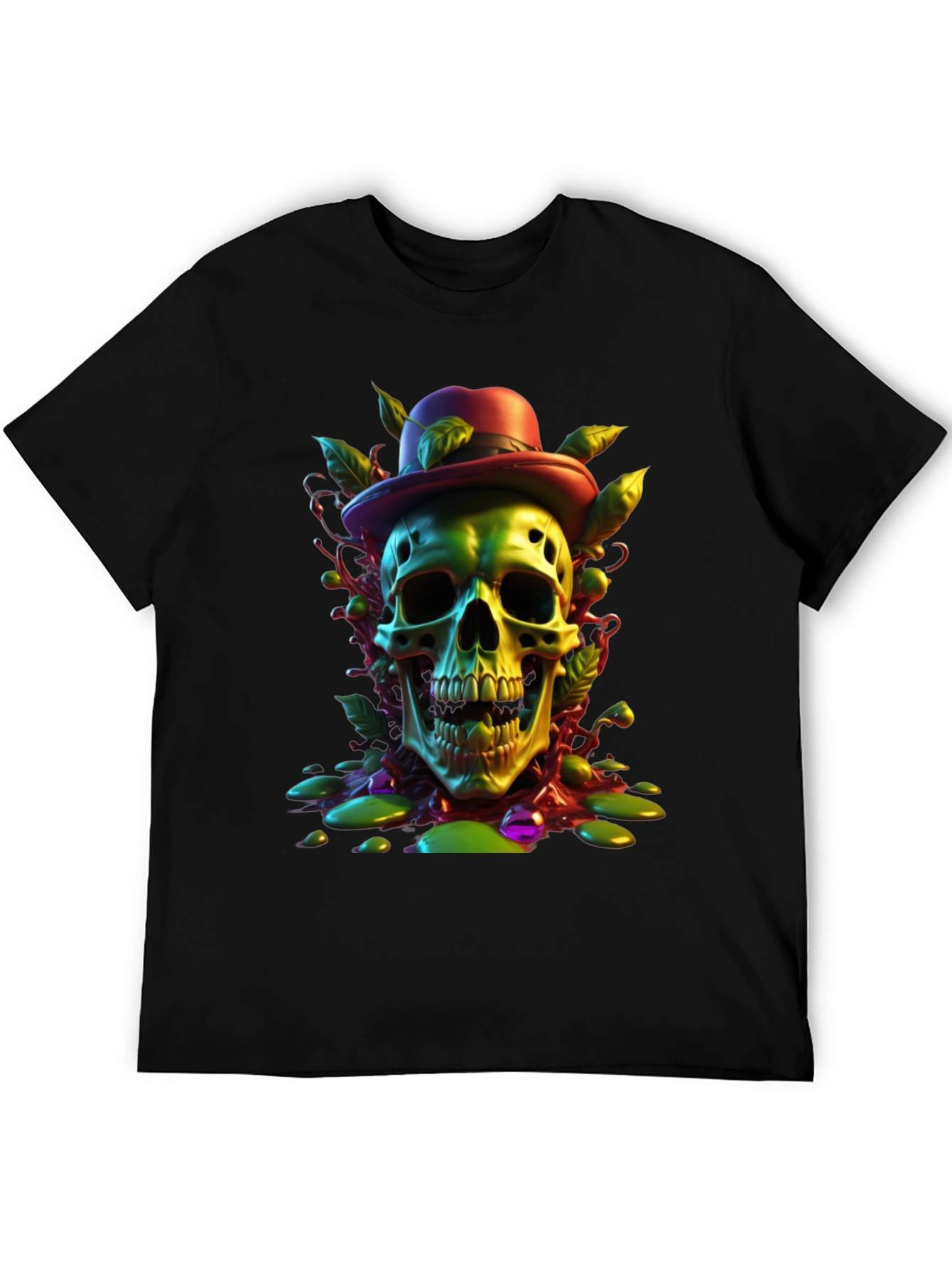 Skull with Hat Graphic Tee - Unique Design