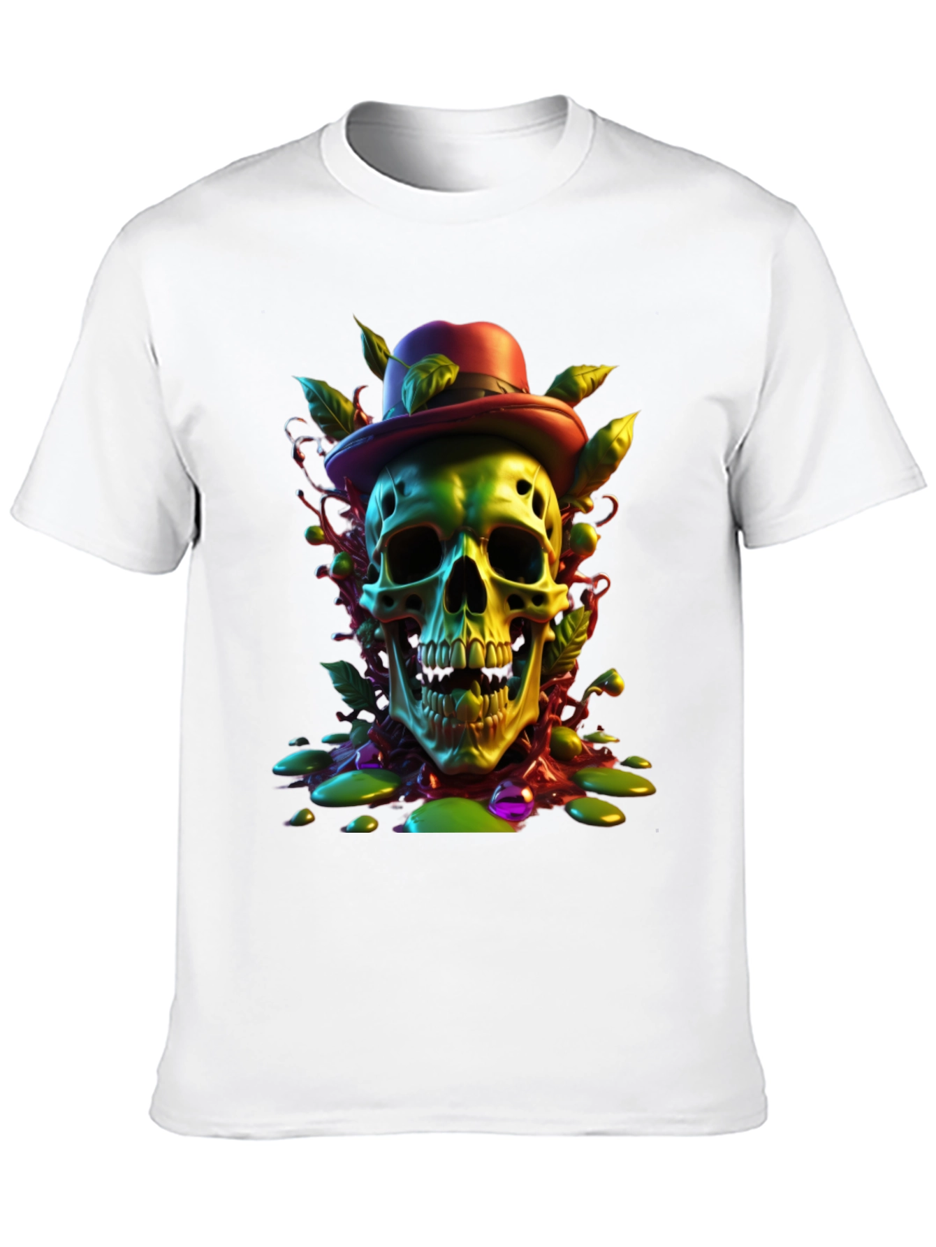 Skull with Hat Graphic Tee - Unique Design