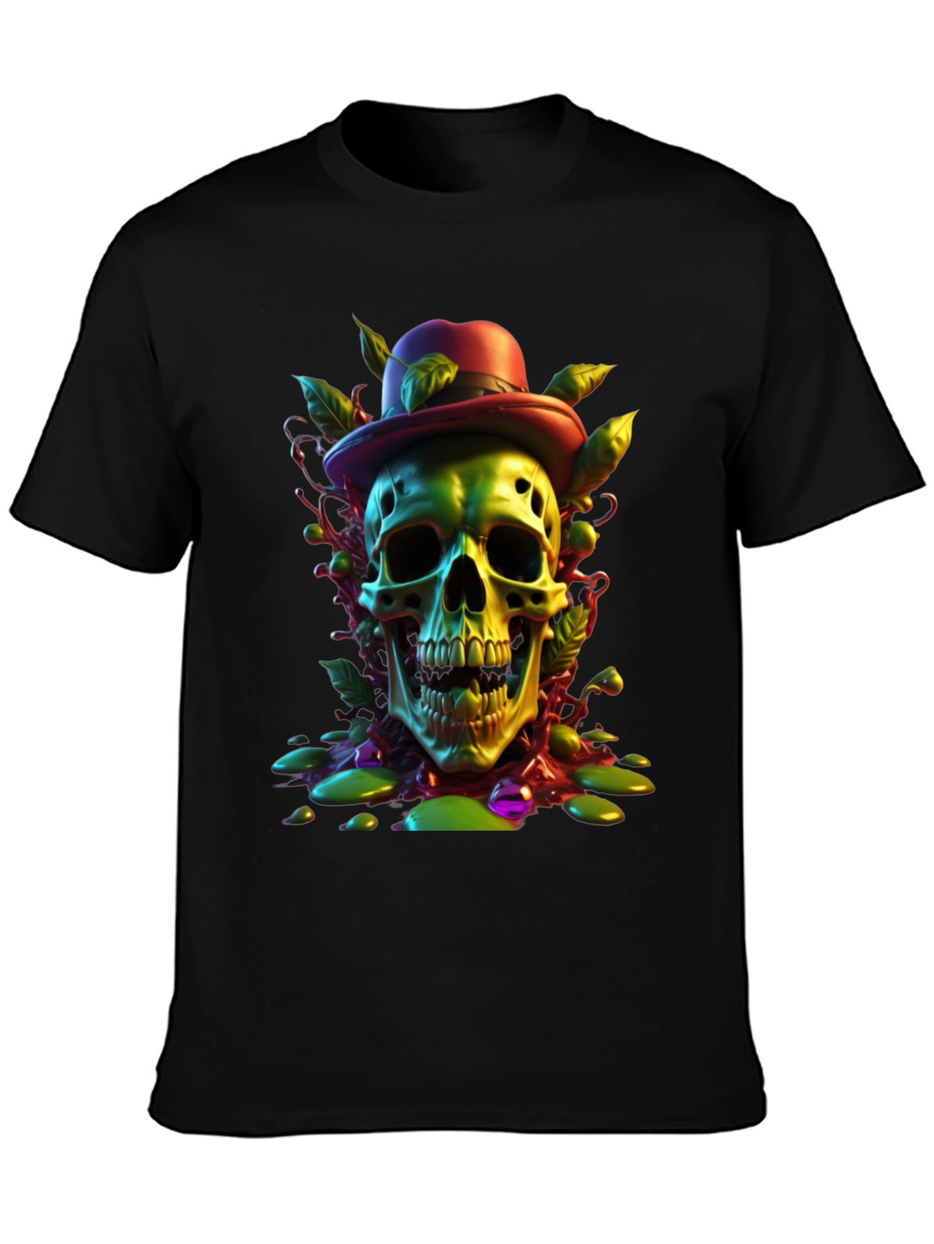 Skull with Hat Graphic Tee - Unique Design