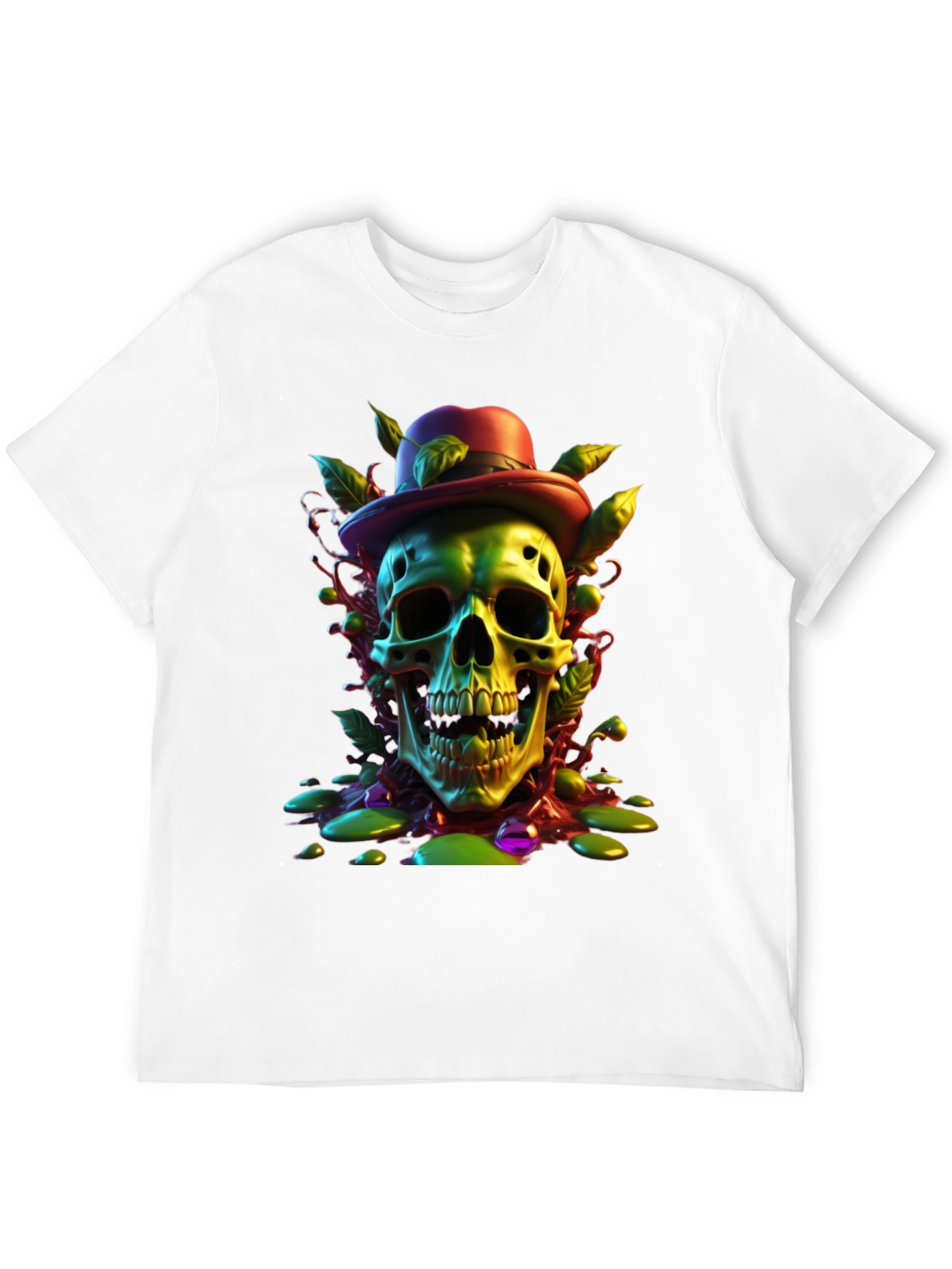 Skull with Hat Graphic Tee - Unique Design