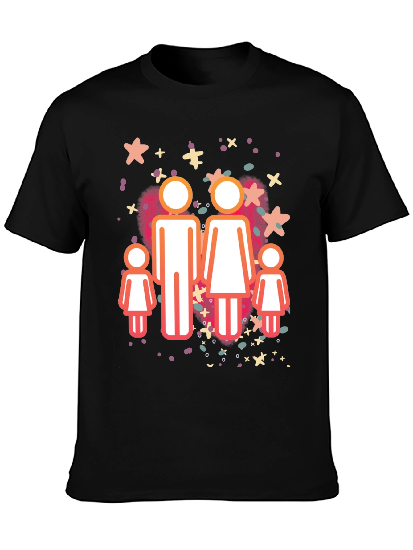 Family Graphic Tee - Black Cotton Blend Shirt