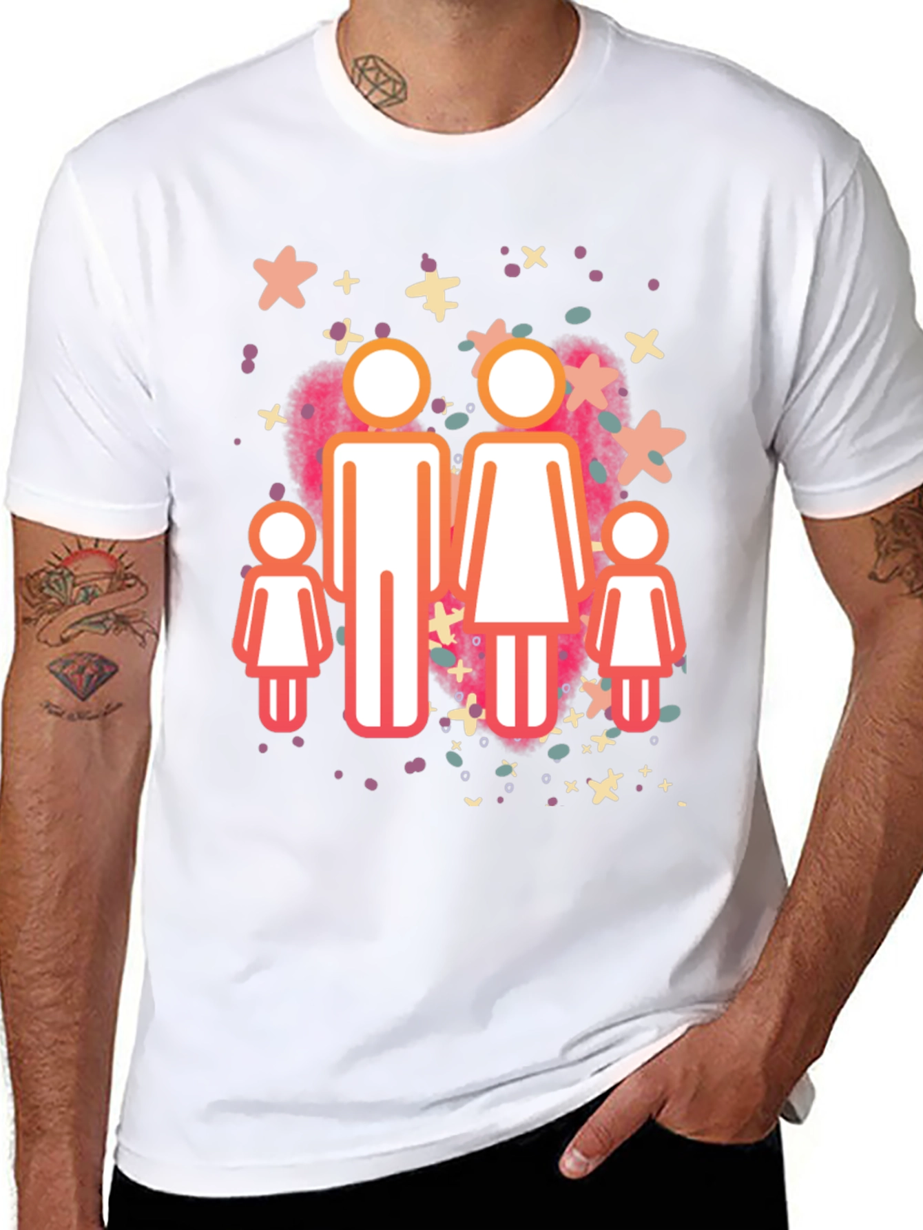 Family Graphic Tee - Black Cotton Blend Shirt
