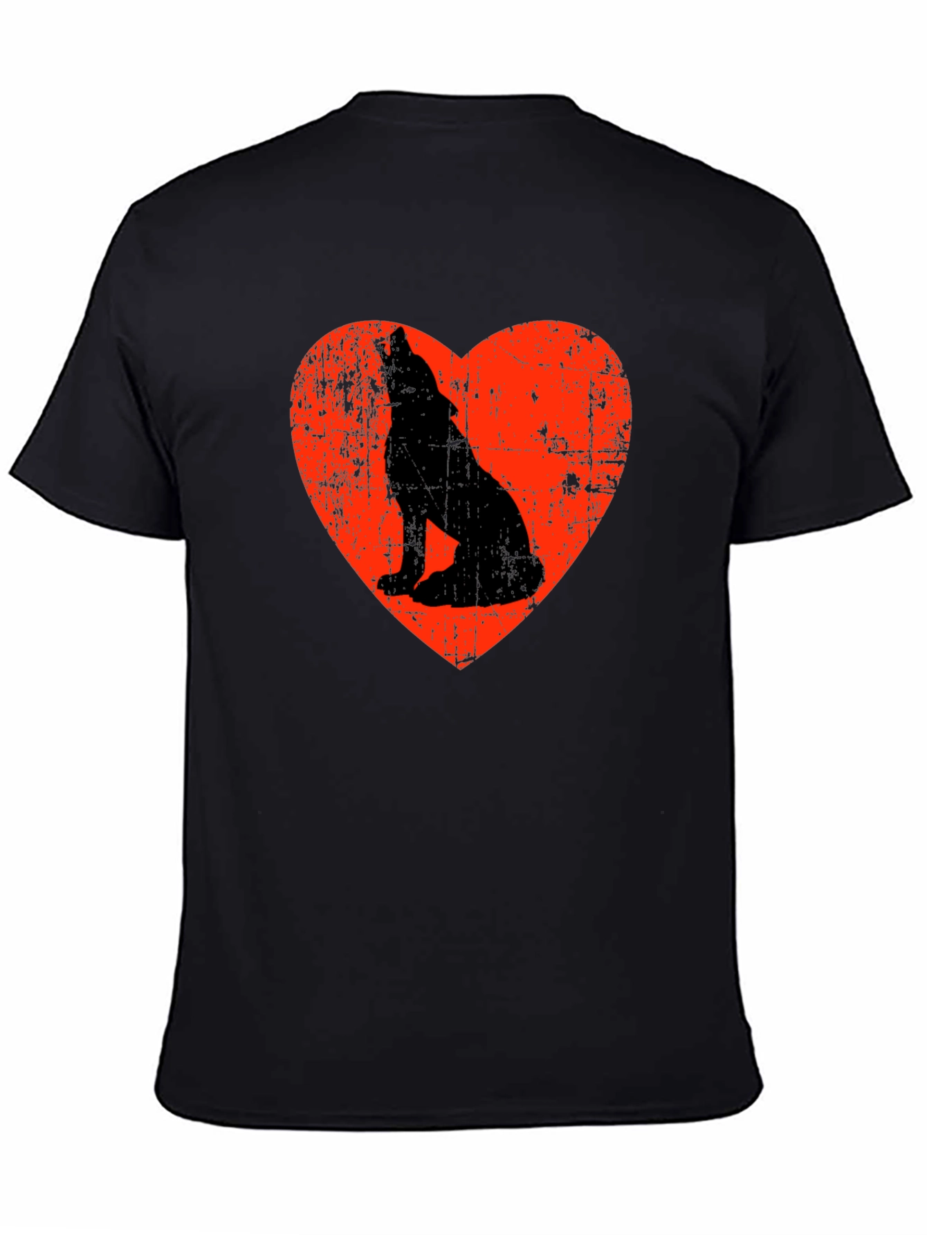 Wolf Howling Love Heart Graphic T-Shirt