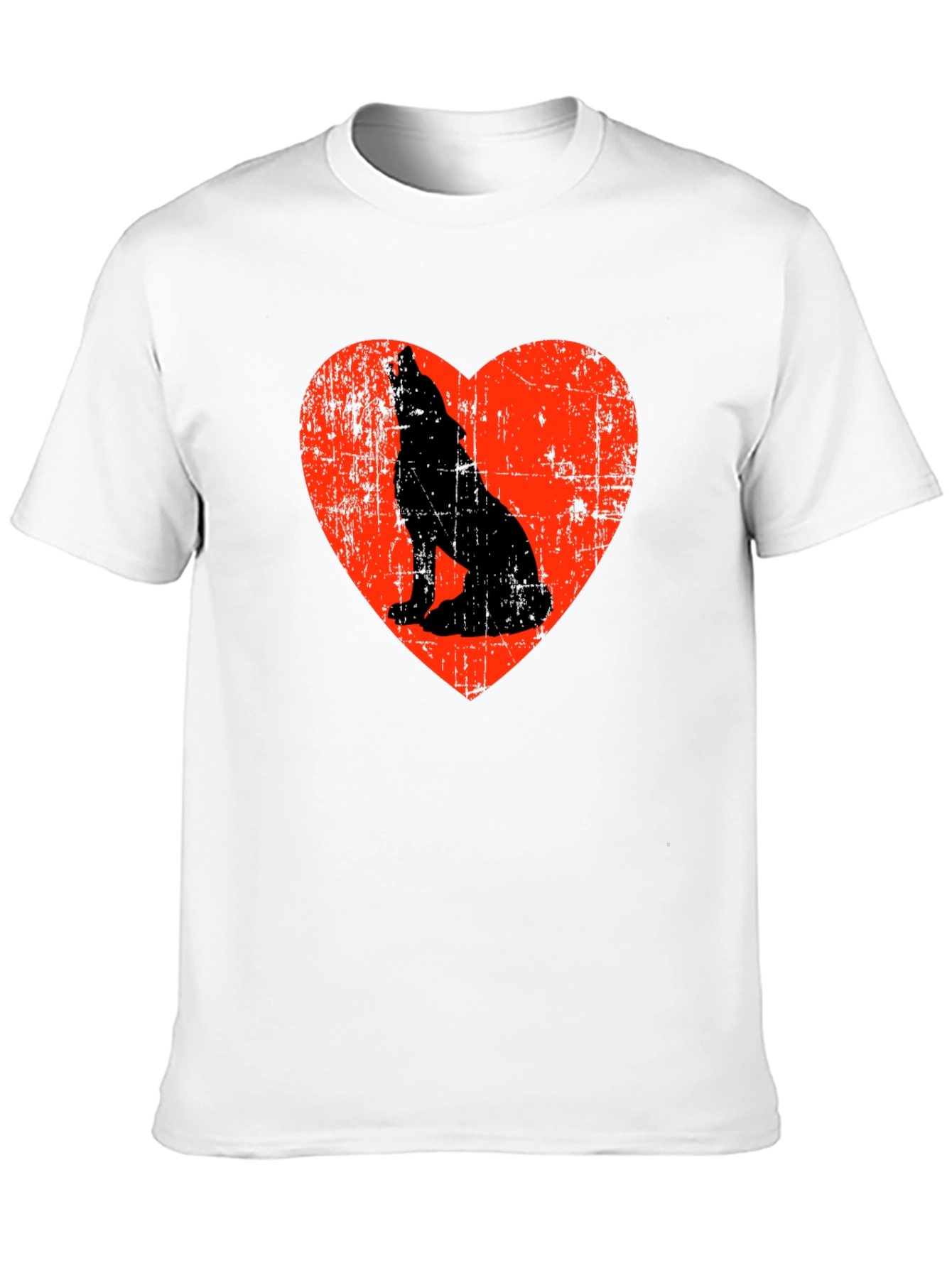 Wolf Howling Love Heart Graphic T-Shirt