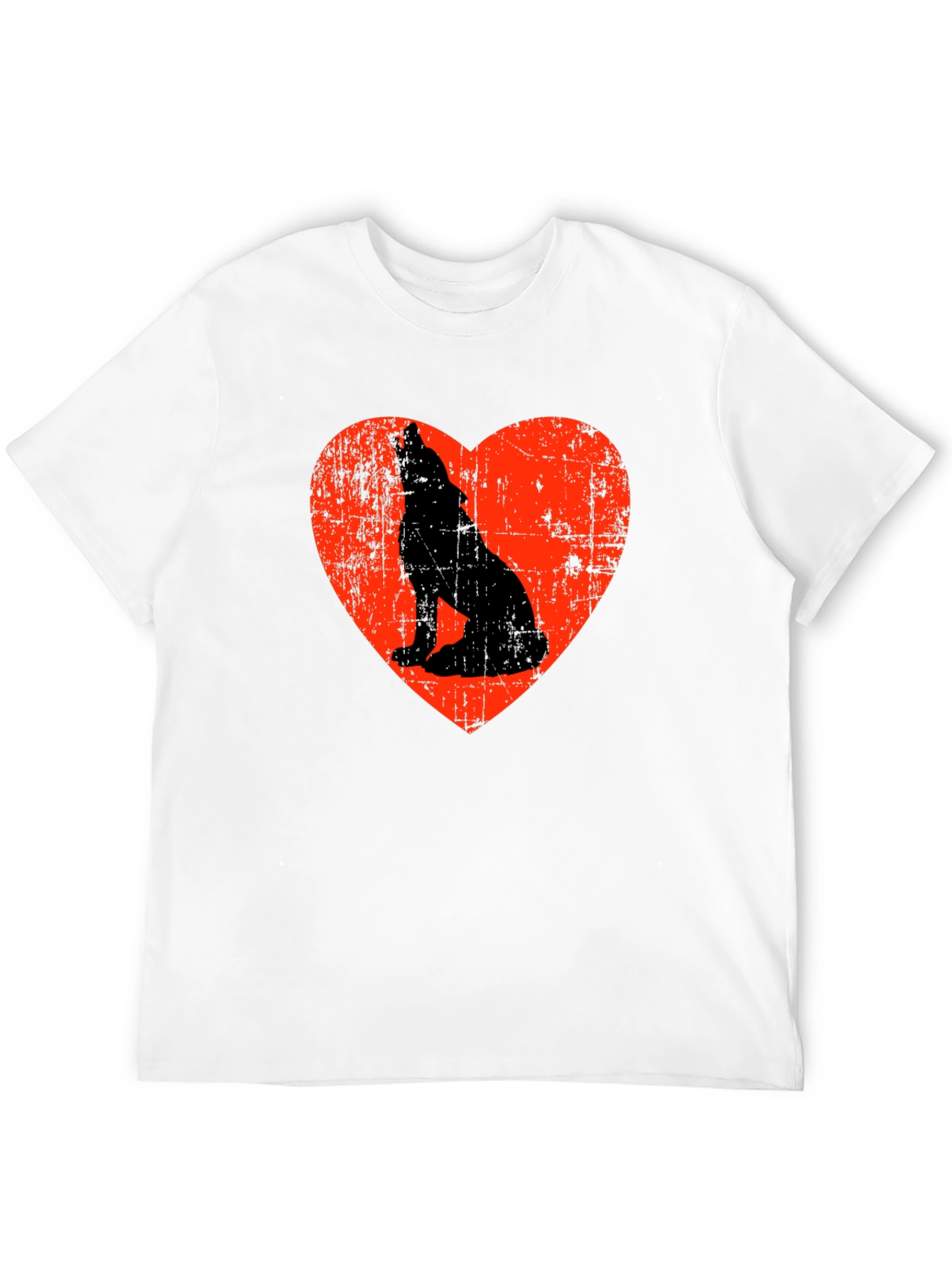 Wolf Howling Love Heart Graphic T-Shirt