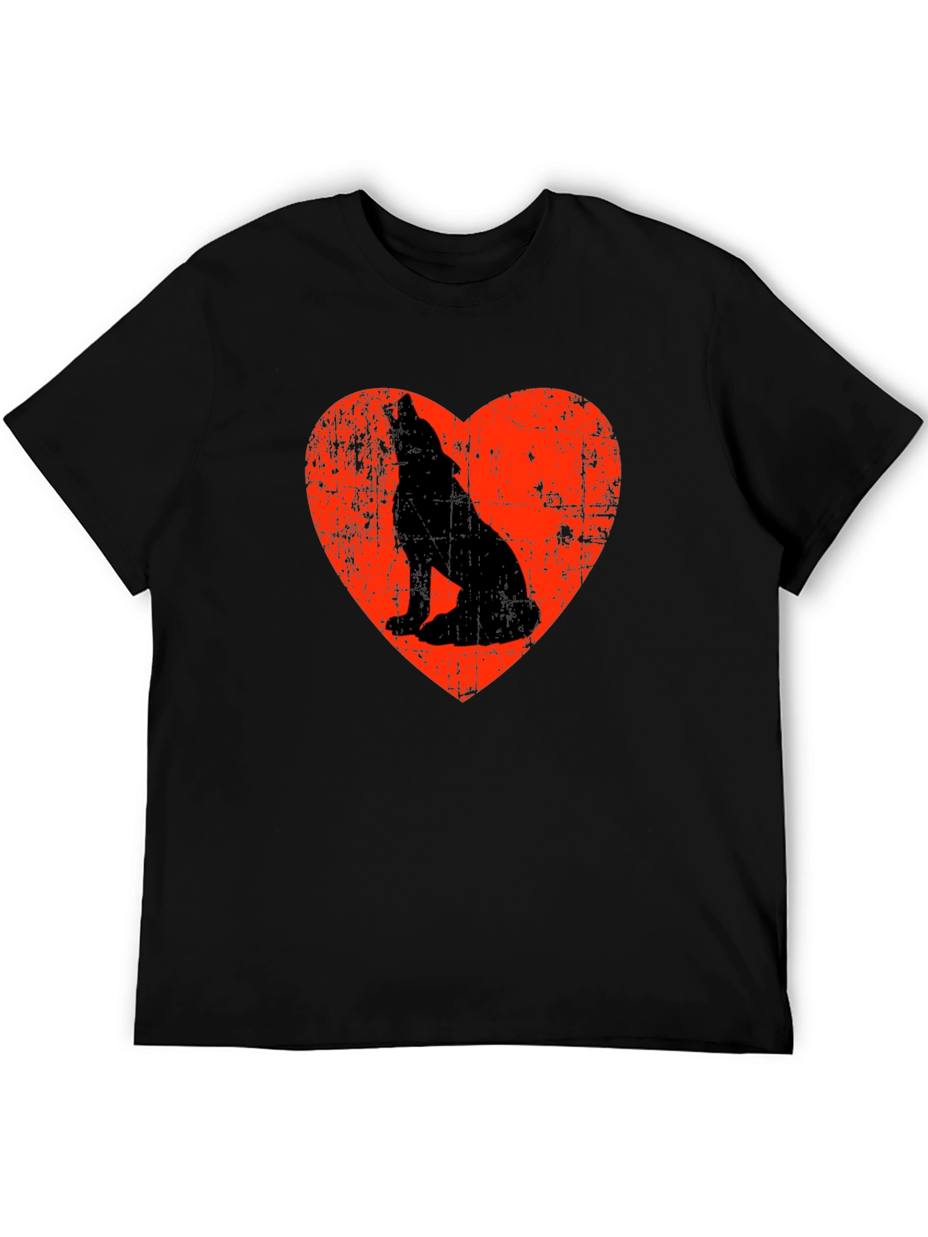 Wolf Howling Love Heart Graphic T-Shirt