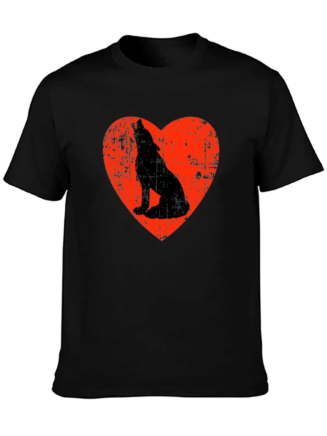 Wolf Howling Love Heart Graphic T-Shirt