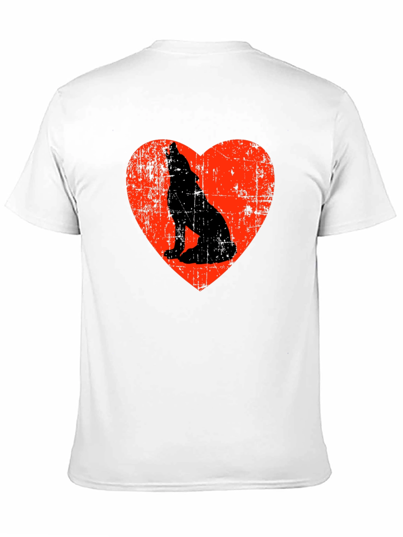 Wolf Howling Love Heart Graphic T-Shirt