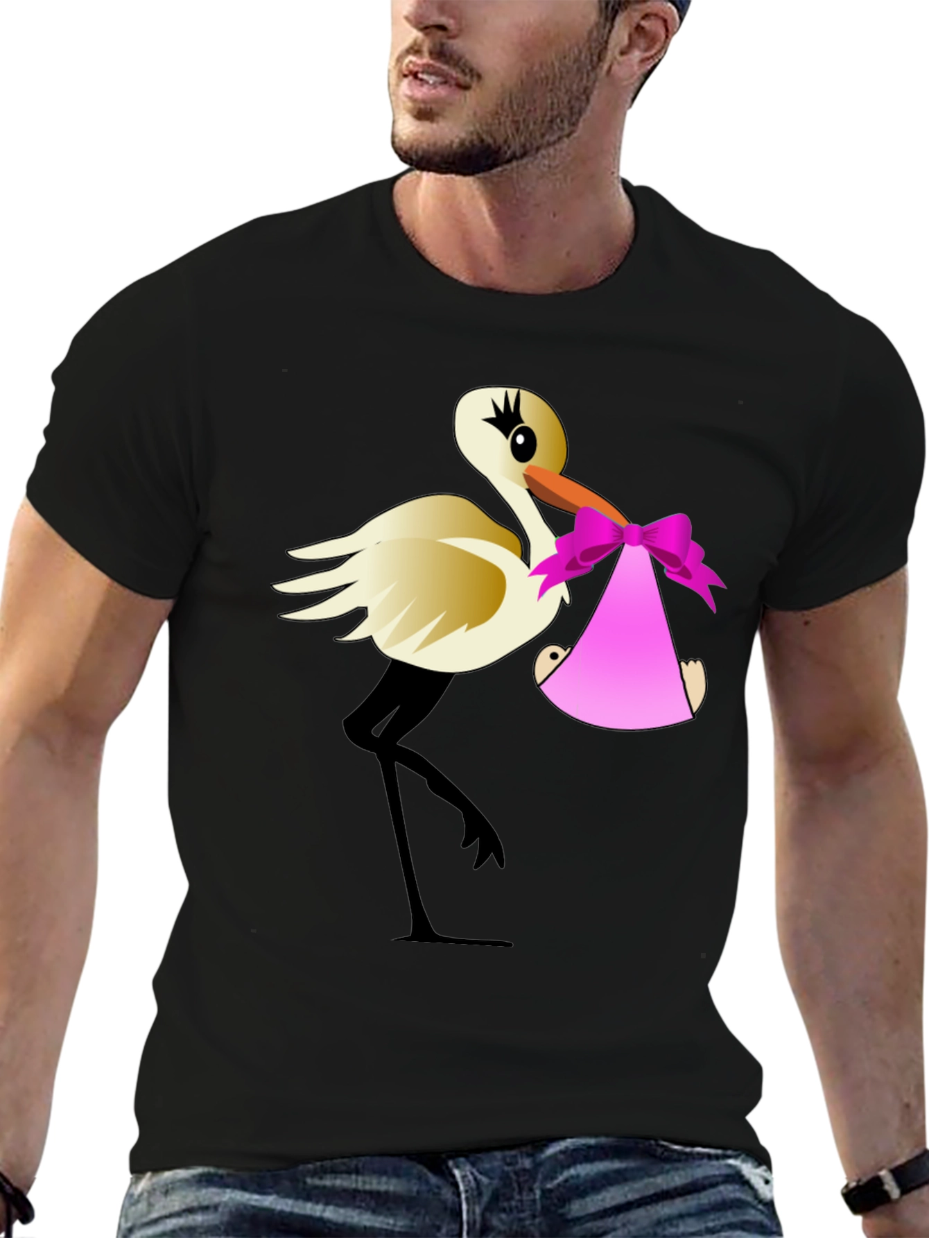 Stork Baby Delivery Graphic T-Shirt