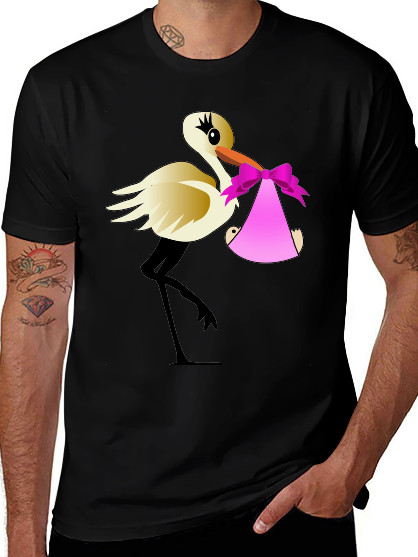 Stork Baby Delivery Graphic T-Shirt