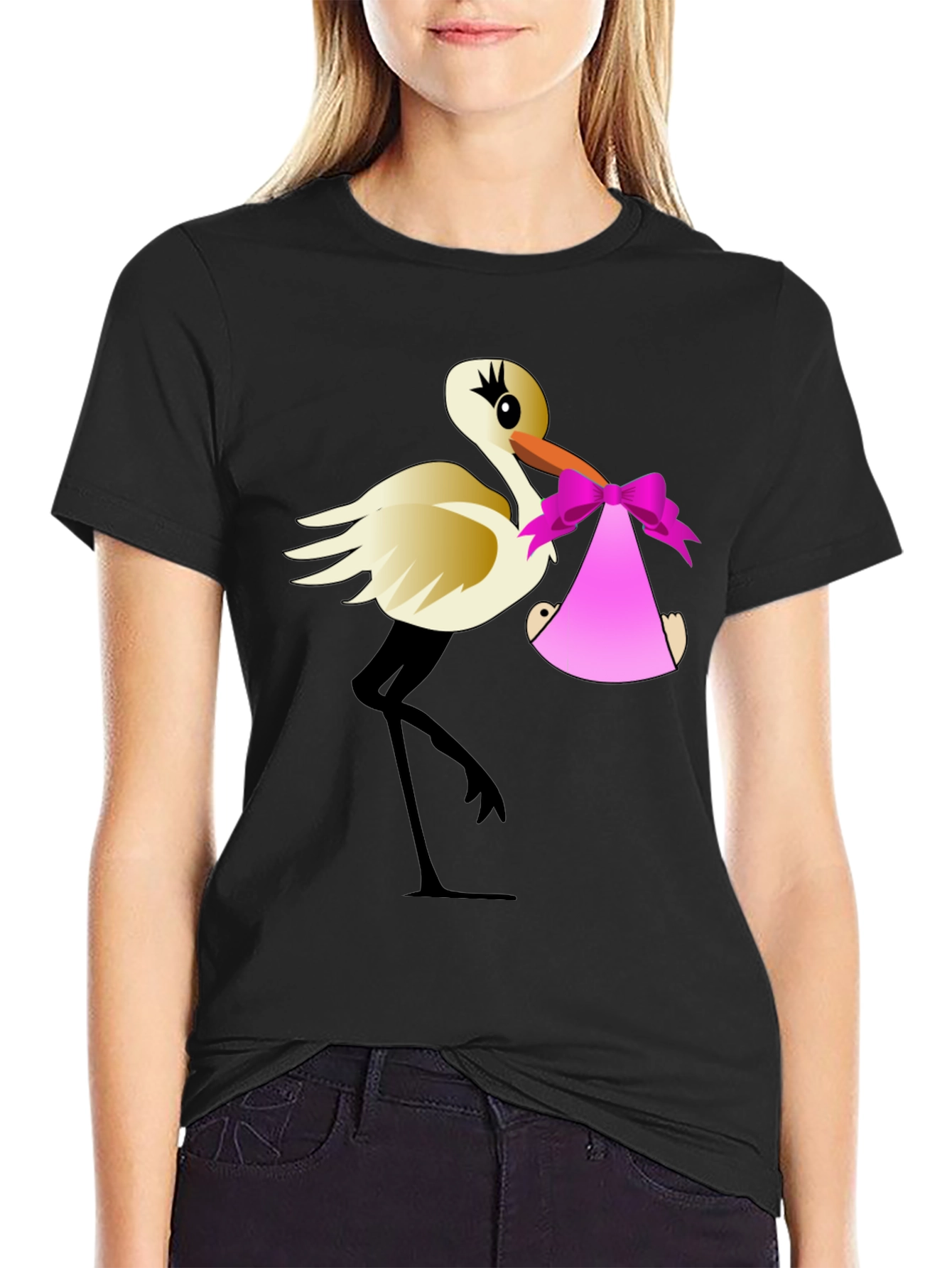 Stork Baby Delivery Graphic T-Shirt