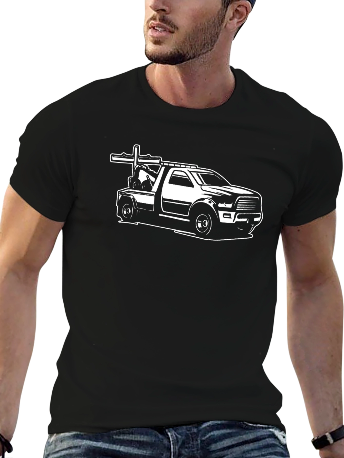 Tow Truck Graphic Tee - Black